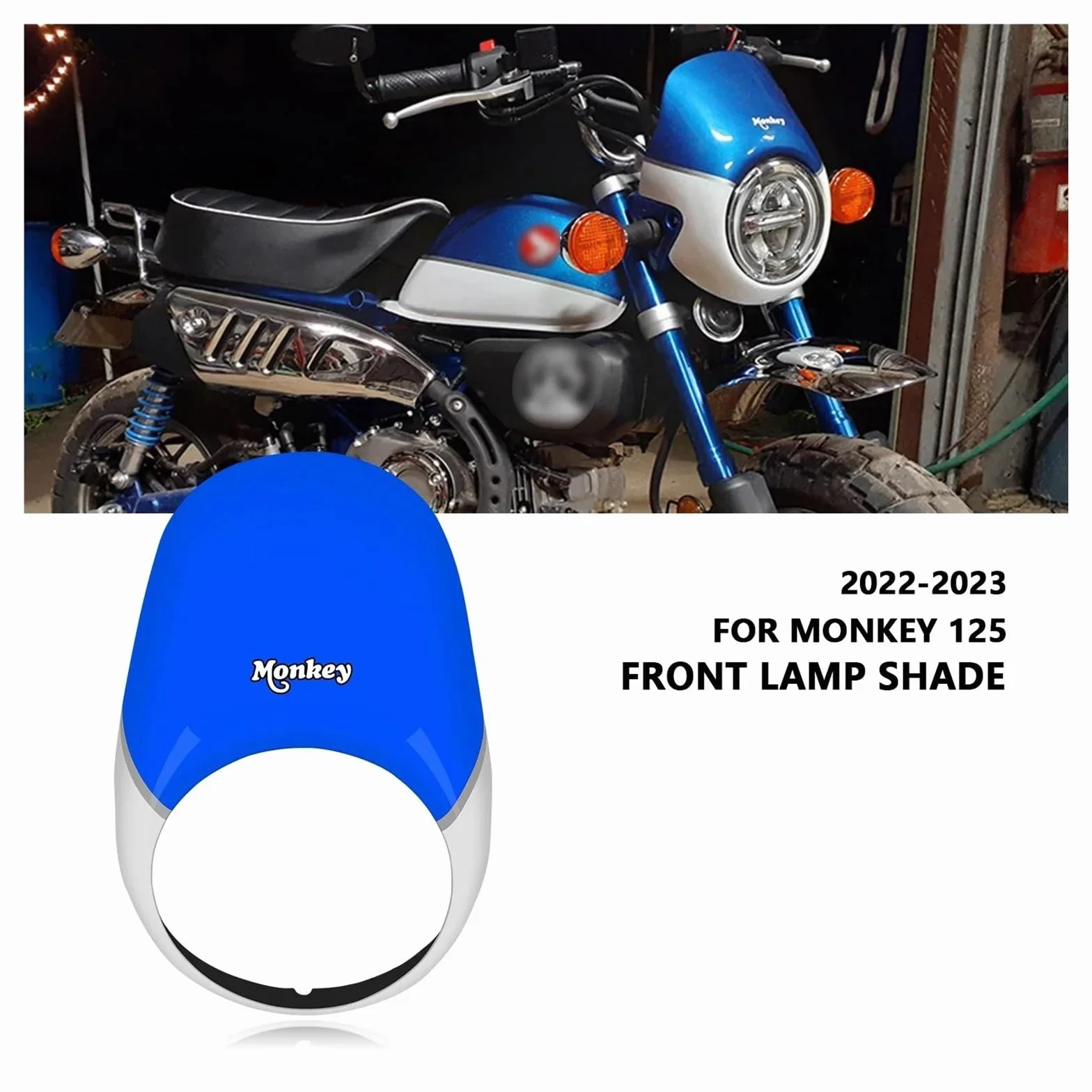 szyba motocyklowa Dla Honda Monkey 125 Małpa 125 2018-2023 Osłona Reflektora Motocykla Szyba Przednia Owiewka Prędkościomierza regulowana przednia szyba(Yellow)