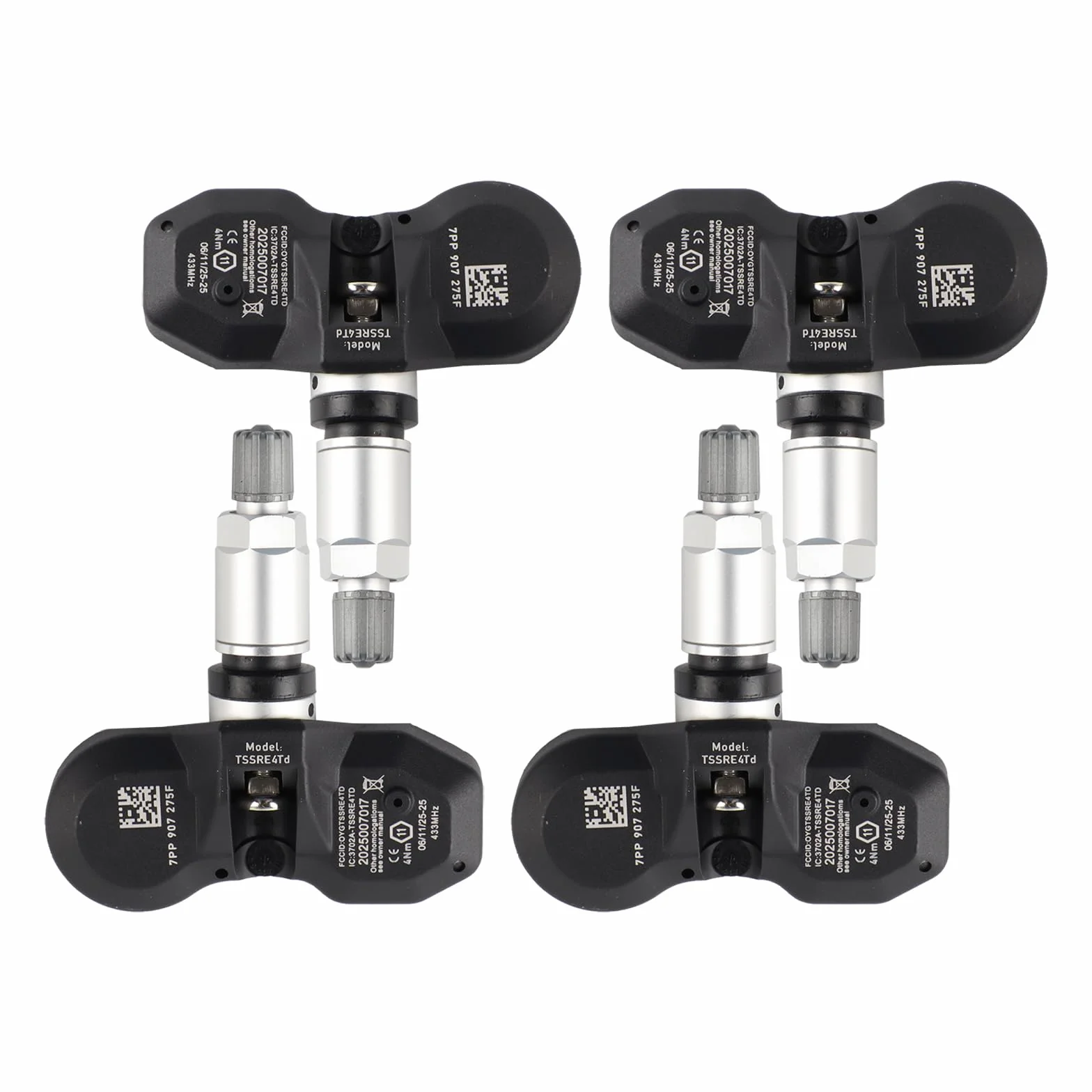 Czujnik ciśnienia w oponach, kompatybilny z Rsche 991 997 A6 A8 Q7 R8 RDKS Sensor 7PP907275F TPMS system kontroli ciśnienia w oponach, 4 sztuki