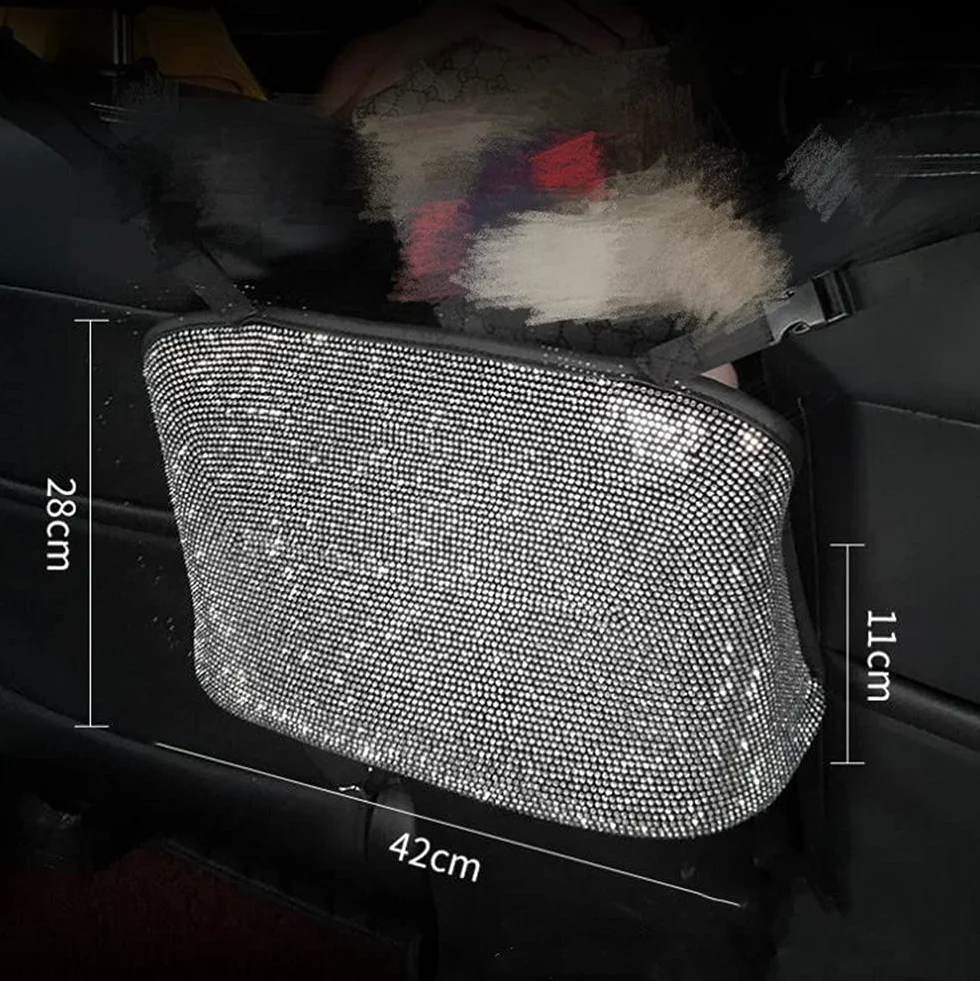 Bling Bling organizer na fotel samochodowy, worek na śmieci, z brokatem, z kryształem strasu, organizer na oparcie samochodu, duża pojemność, torba do przechowywania, kolor