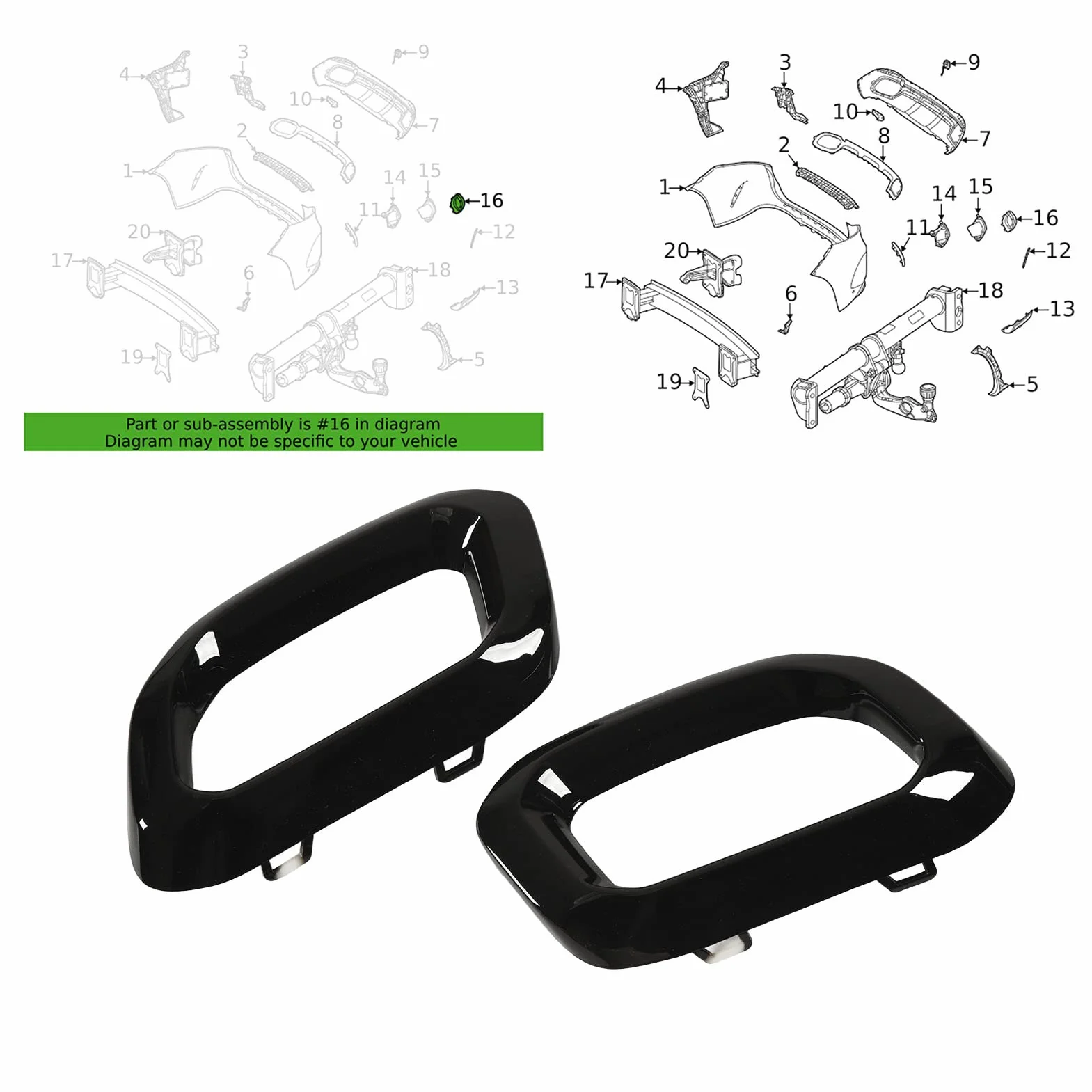 Końcówka Rury Wydechowej Osłona Rury, Osłona Końcówki Rury Wydechowej Wykończenia Bezel Pasuje do GLC GLE Klasa GLS X253 C253 W167 V167 C167 X167 Linia 2020-2023 (Czarny błyszczący)
