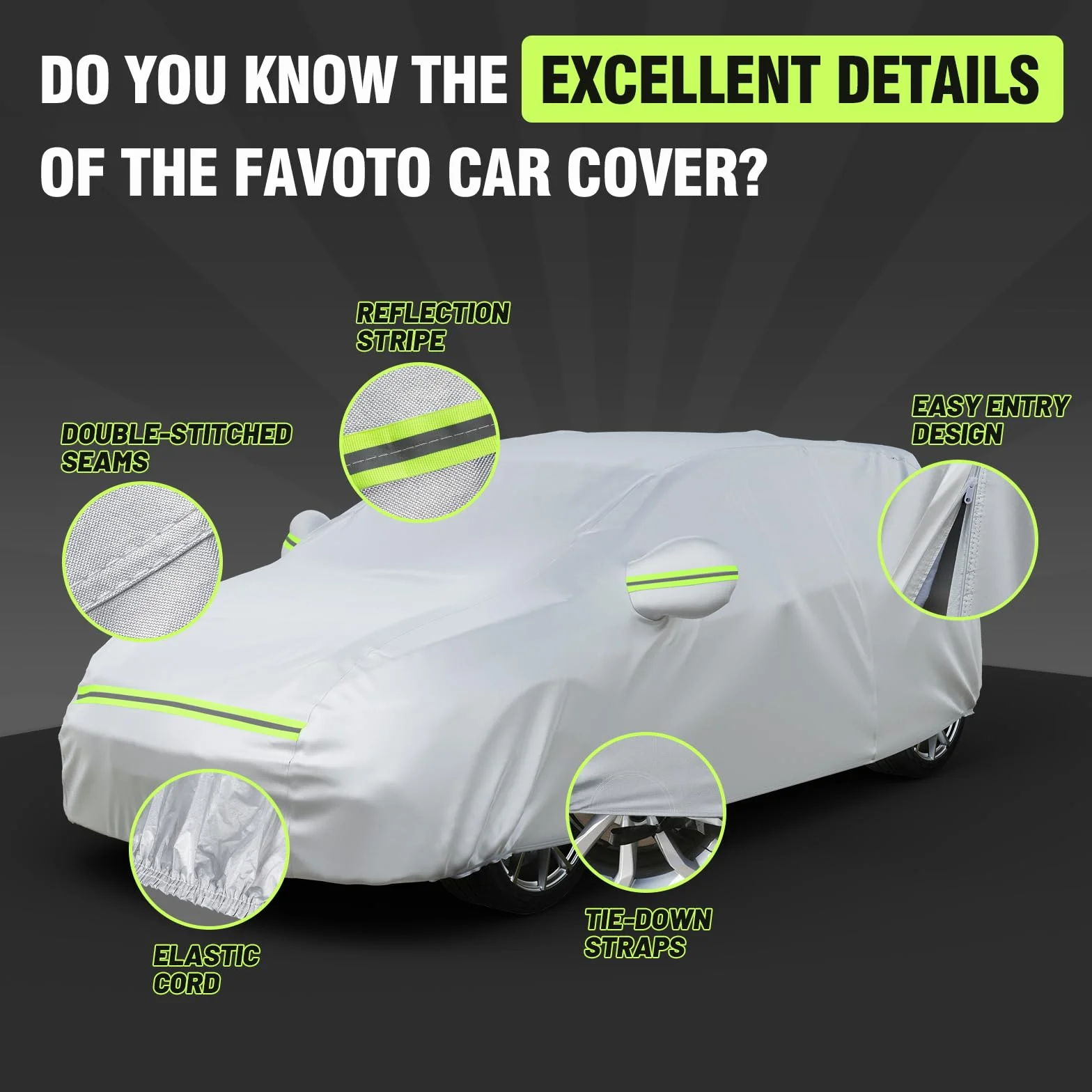 Favoto pokrowiec na samochód pełny garaż pokrowiec na samochód pyłoszczelny wodoodporny pokrowiec na samochód plandeka na zimę i lato na 400cm-435cm samochód hatchback 2.5kg