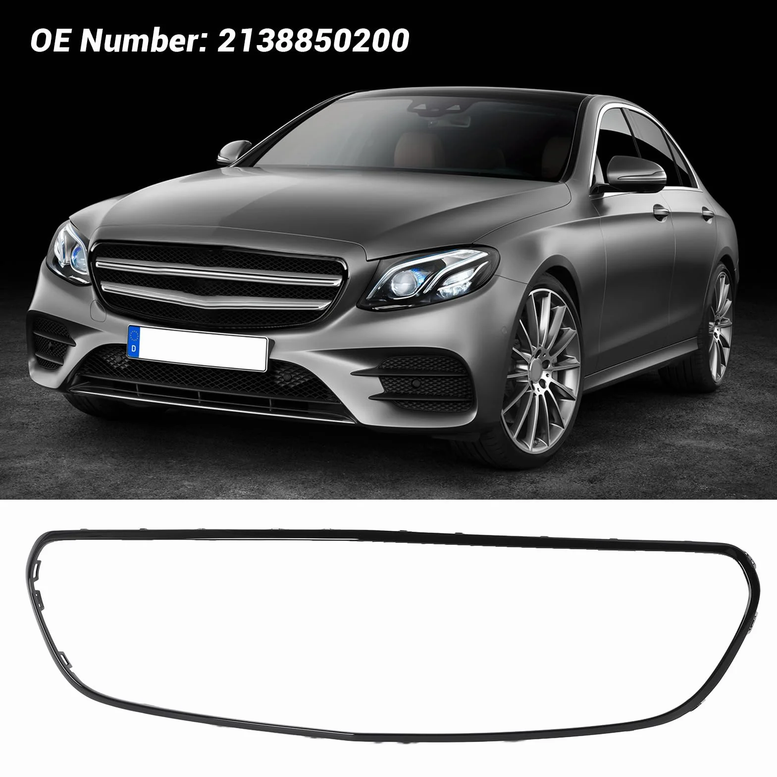 Osłona Osłony Grilla, Nakładka Zastępcza Wykończenia 2138850200 dla Klasy E W213 C238 AMG Line Pre-Facelift. Bezpośrednie Referencje OE, łatwa Instalacja, Stylowa (czarny