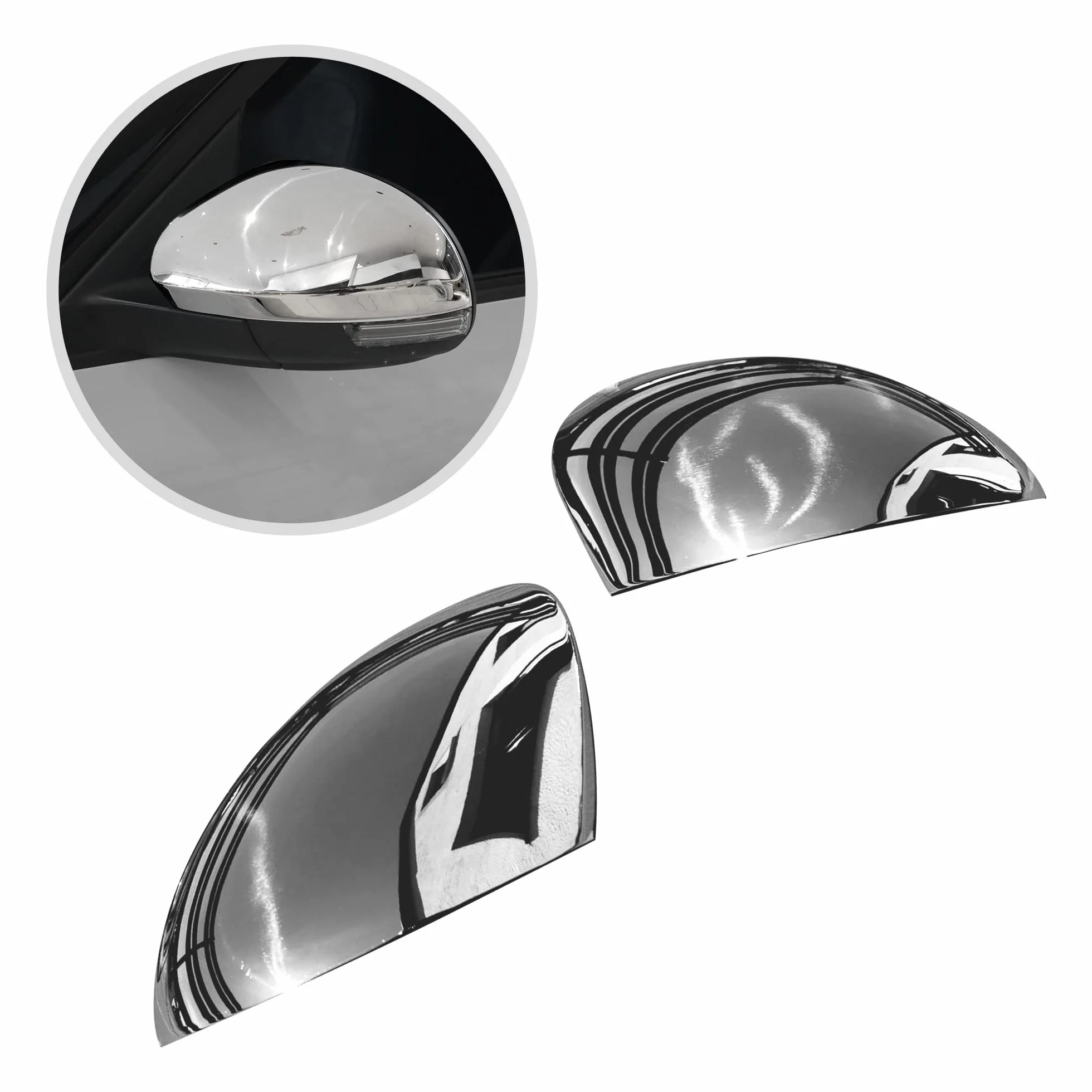 CHROMEMASTER | Nakładki na Lusterka Zewnętrzne | Kompatybilne z VW Sharan 7N od roku 2010 | Stal nierdzewna; Osłony Lusterek to Niepowtarzalny Wygląd Auta i Ochrona Przed Uszkodzeniem