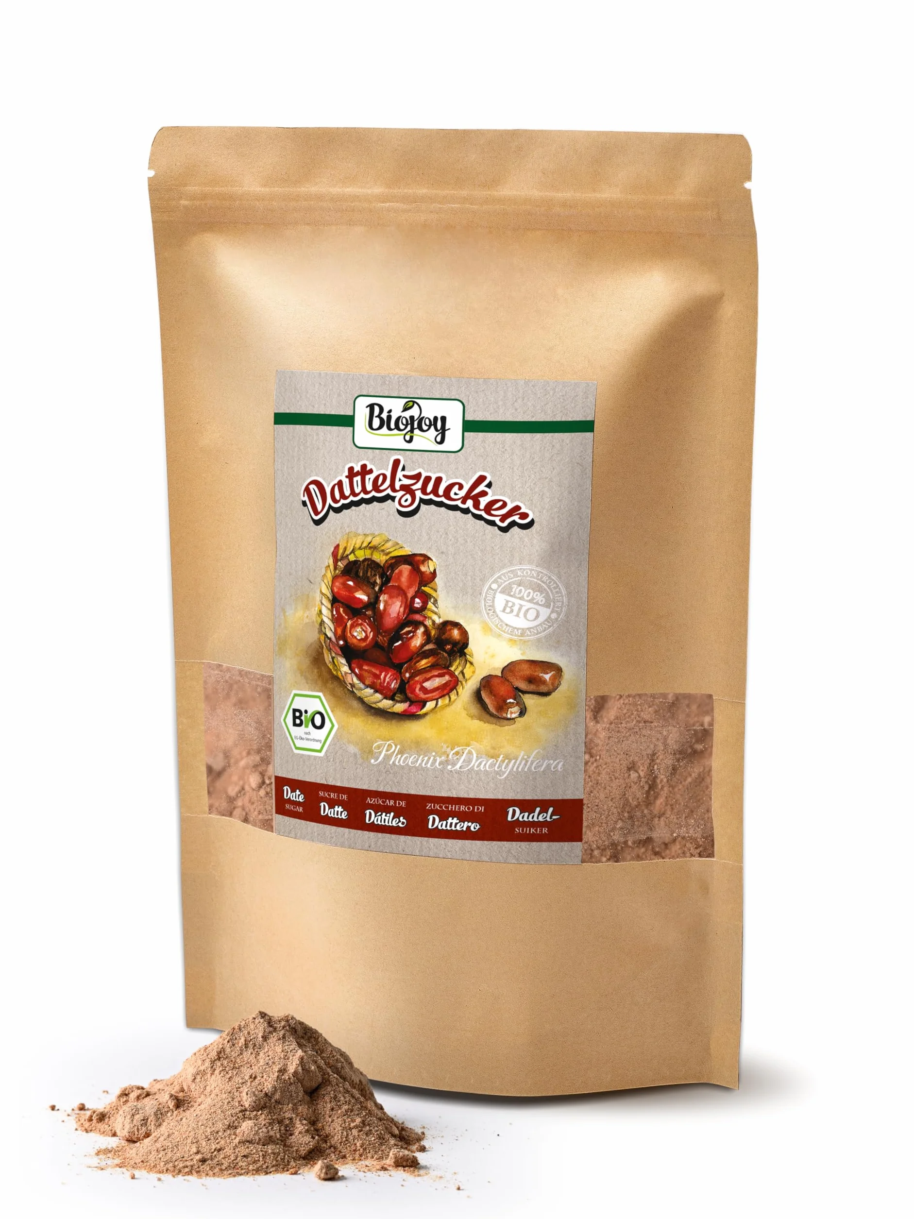 Biojoy BIO-Cukier daktylowy (1 kg), nierafinowany, naturalny i bez dodatków (Phoenix Dactylifera)