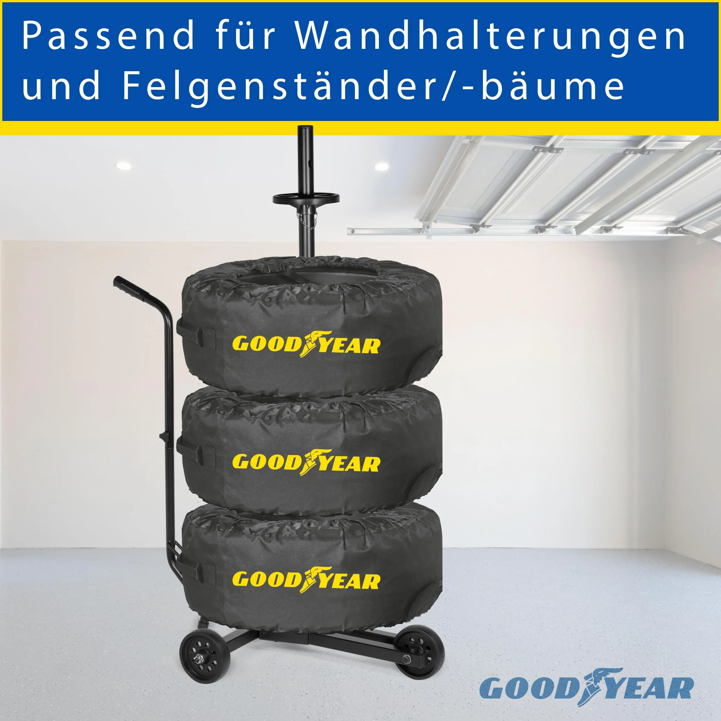 GOODYEAR Torby na opony z poliestru 600D do transportu, przechowywania opon, ochrona przed promieniowaniem UV, odporne na działanie wody, czarne, zestaw 4-częściowy