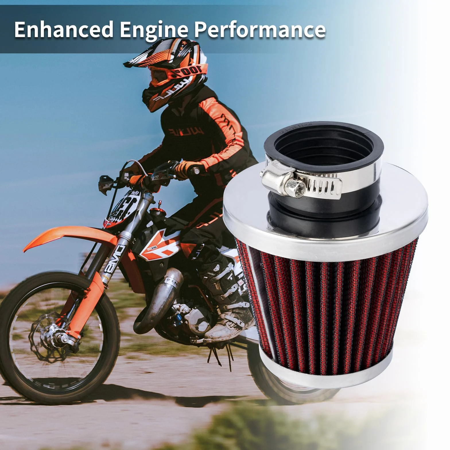 Evermotor Uniwersalny dwuwarstwowy filtr powietrza stalowy motocykl skuter ATV 48mm 49mm 50mm