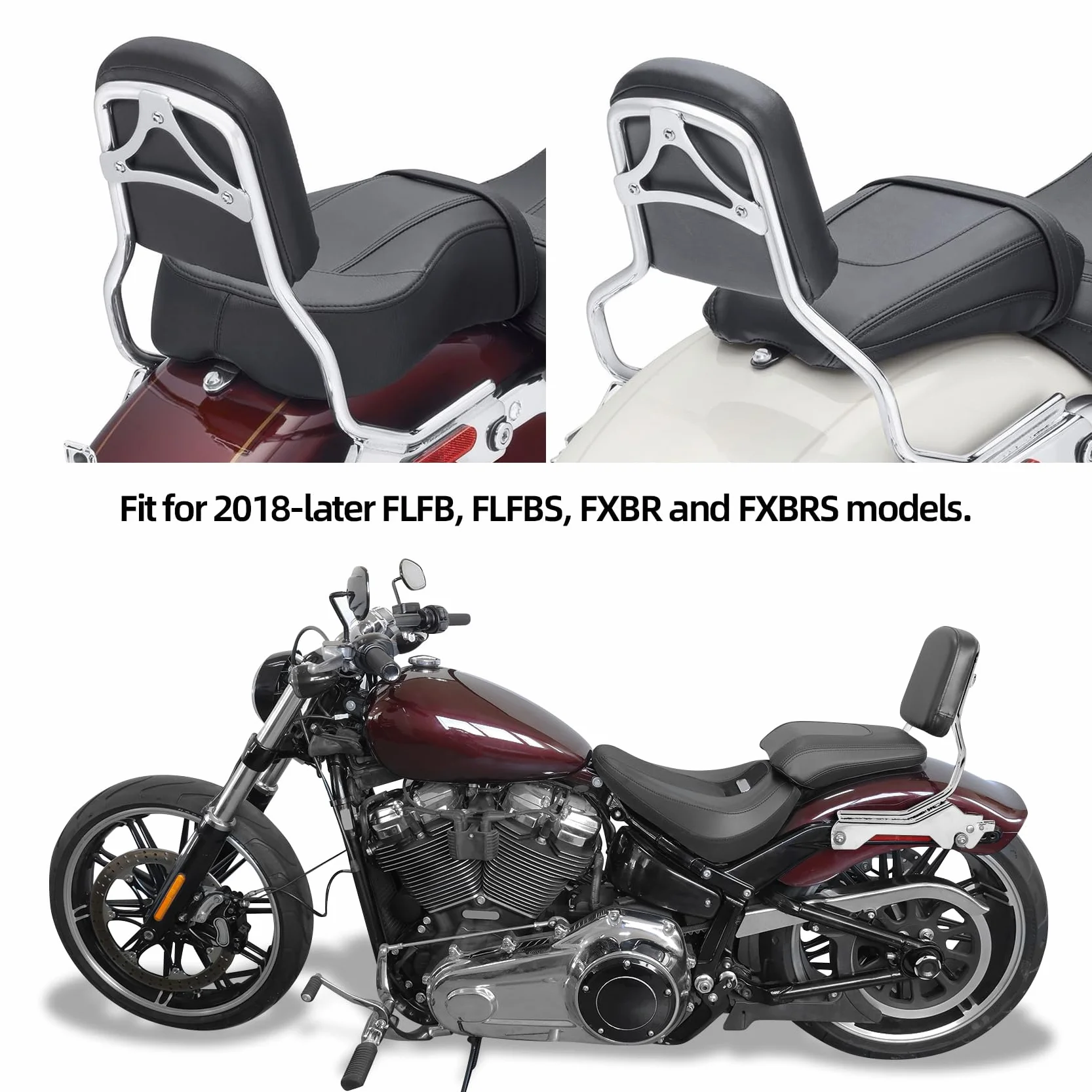TCMT Standardowe oparcie Sissy-Bar z zestawem dokującym, pasuje do Harley Fat Boy 114 FLFBS 2018–2023, Fat Boy FLFB 2018–2019 Breakout 114 FXBRS 2018–2020 Breakout FXBR 2018–2019; 2023