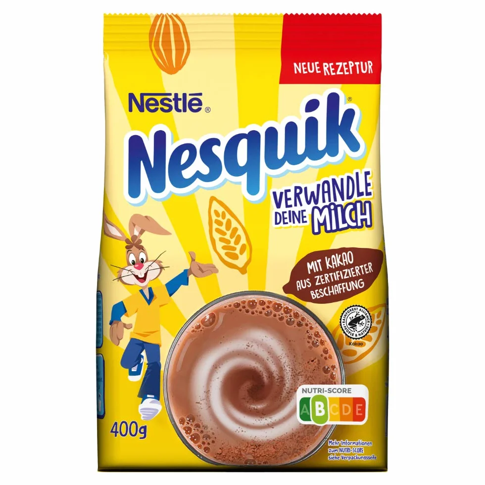 Nestlé NESQUIK proszek do napojów w mleku, z mieszanką witamin, duże opakowanie dla fanów czekolady, 1 opakowanie (1 x 400 g)