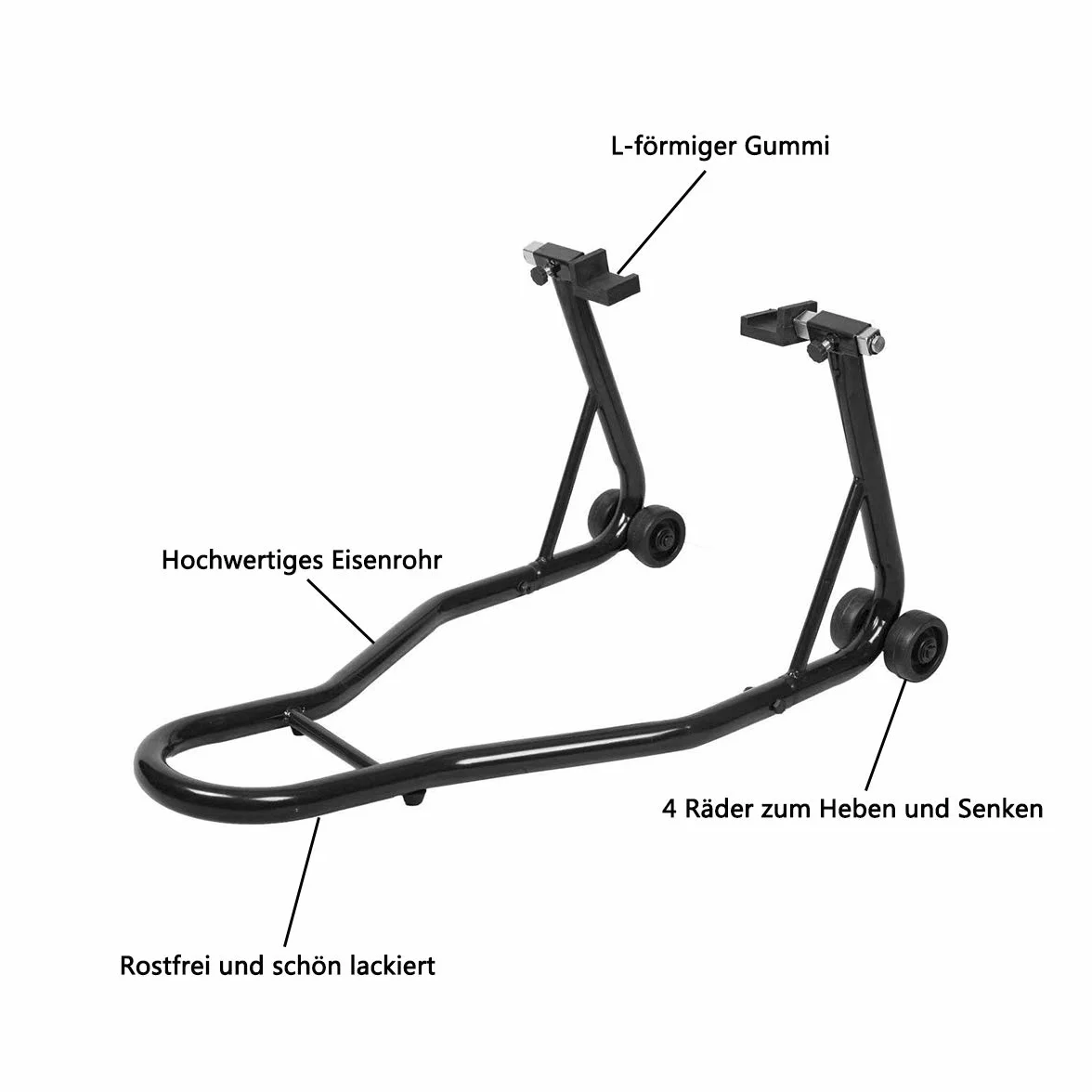 COSTWAY Stojak motocyklowy, tylny, podnośnik do motocyklu, regulowana szerokość, pomoc w montażu, na koła (czarny)