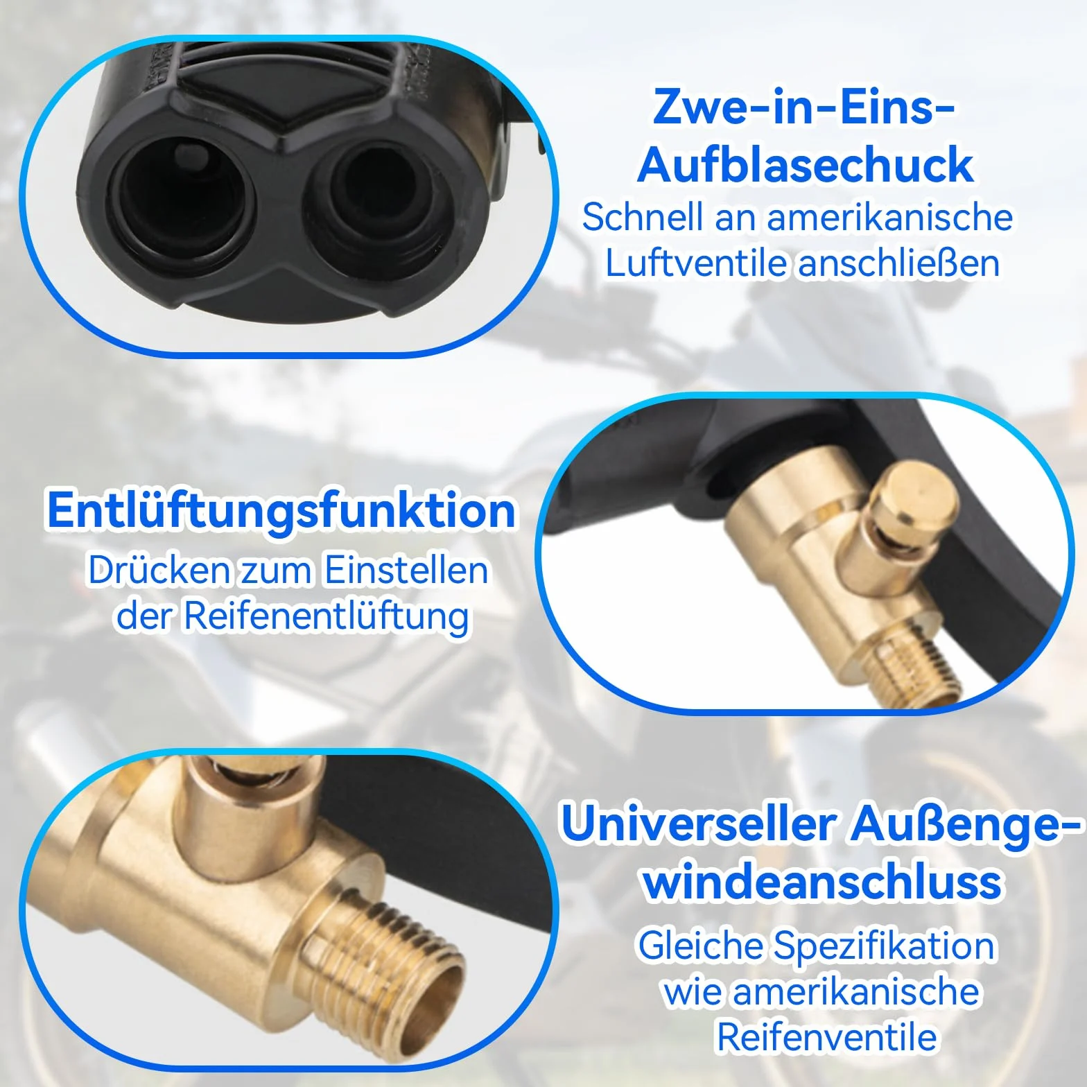 Adapter do wentylu francuskiego mosiężny 2 sztuki z wężem do pompowania opon rower motocykl samochód ciężarówka czarny