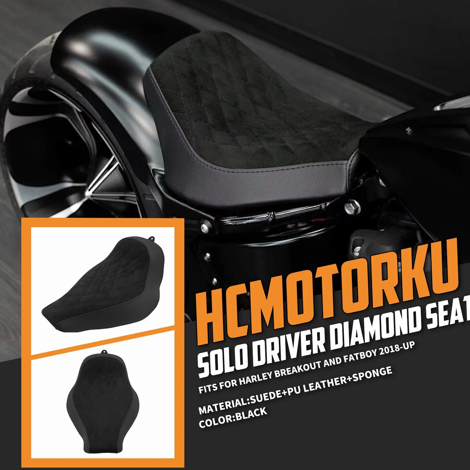 Fotel motocyklowy, kierowca, solo, poduszka na siodełko, pasuje do Harley Softail 114 107 Breakout Fatboy 2018-2024 FXBR FLFBS czarne szwy