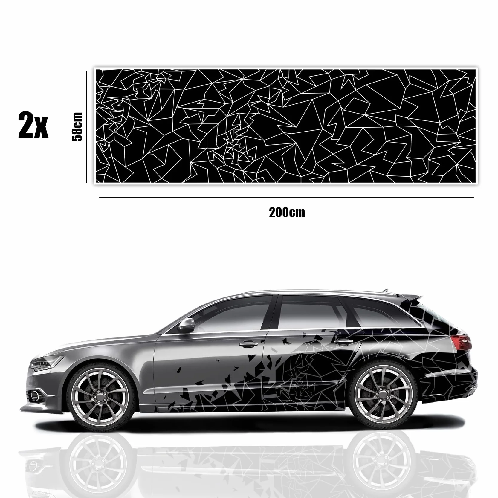 Folia Naklejka na samochód XXL 60 x 200 cm geometryczny wzór złamane szkło kamuflaż tuning dekoracja