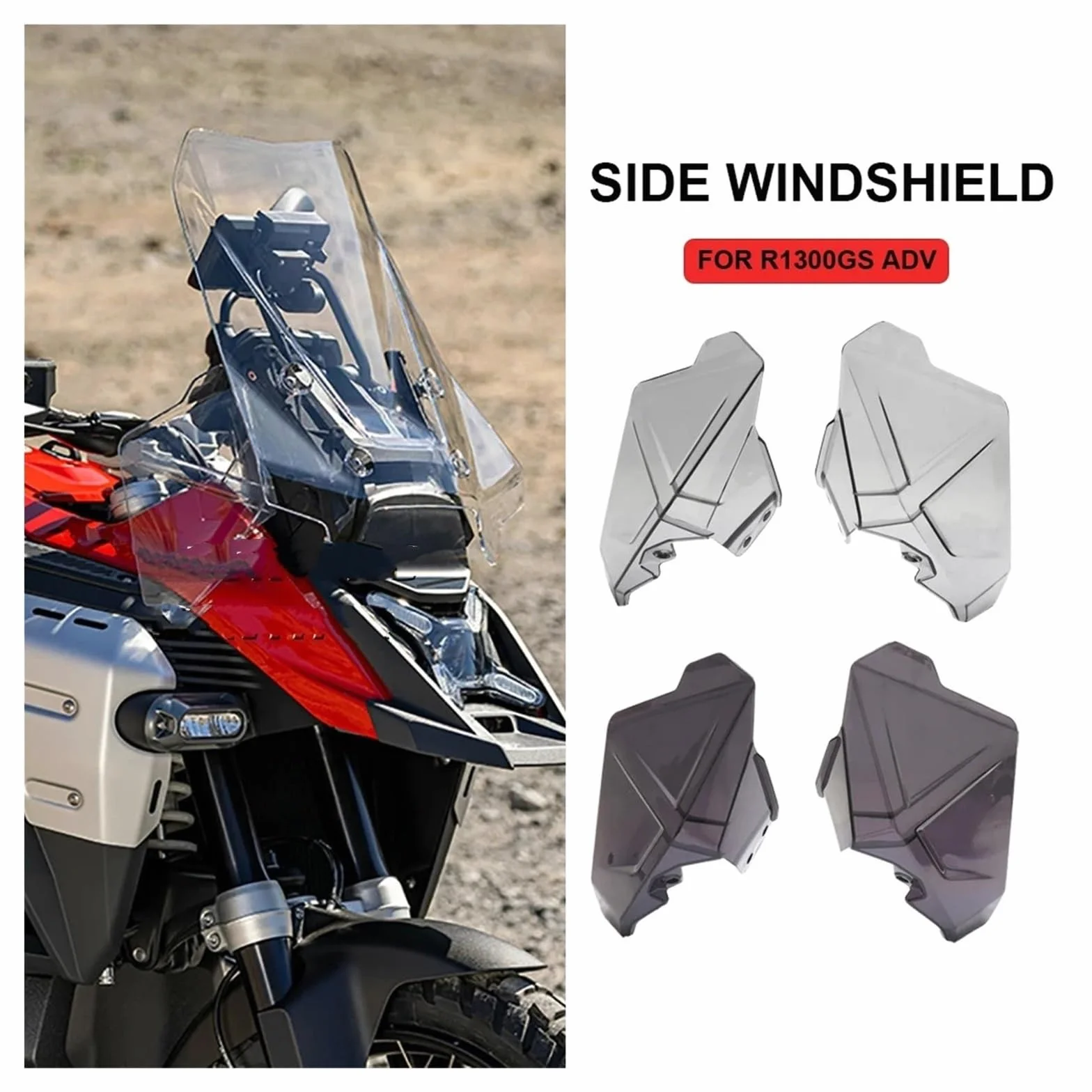 powietrzadeflektor Pasuje Do BMW R1300GS ADV R1300 GS R 1300 GS Adventure 2024 2025, Boczna Szyba Motocyklowa, Deflektor Wiatru, Akcesoria Przednia szyba motocyklowa(Smoky black)
