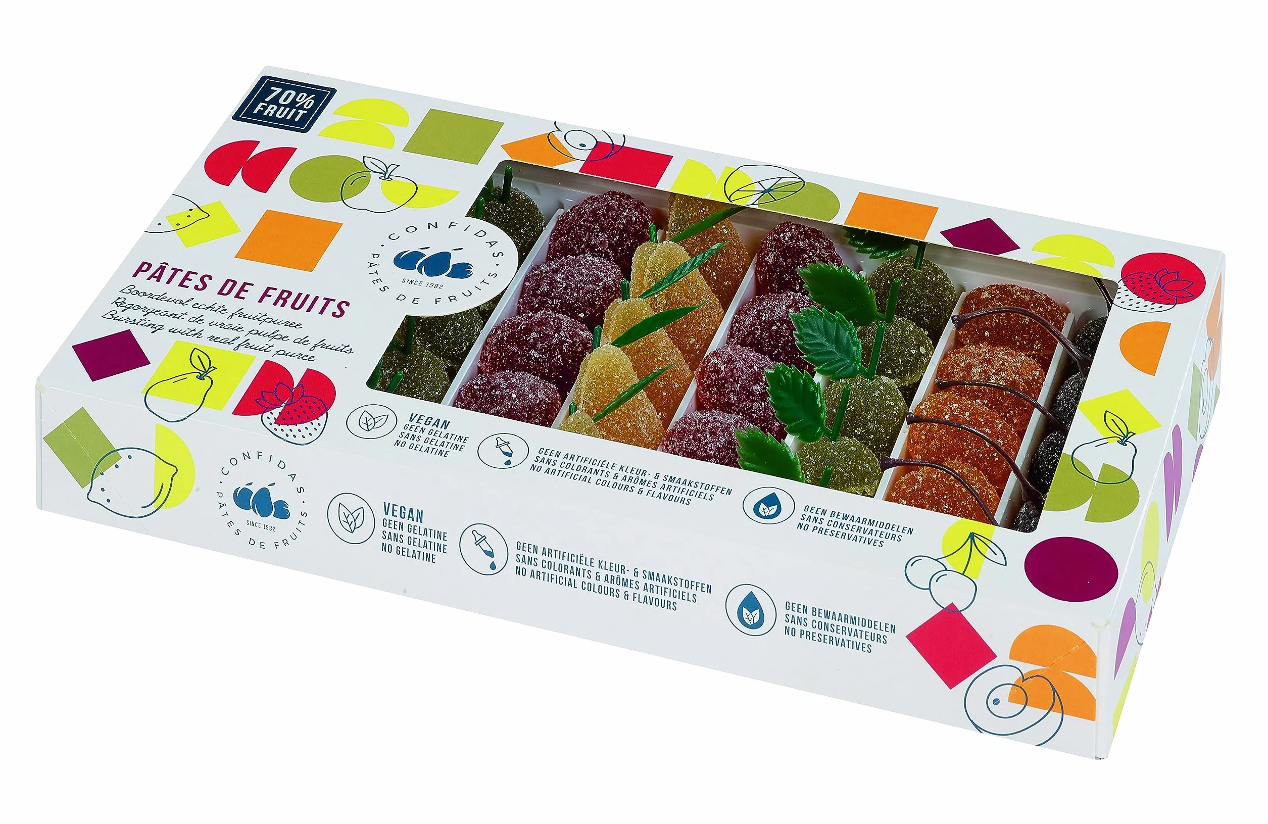 Owoce galaretki 1 kg, smak owoców, guma owocowa, odmiany (zielone jabłka, morele, czarne wiśnie, śliwki, żółte gruszki), bezglutenowe, bez konserwantów