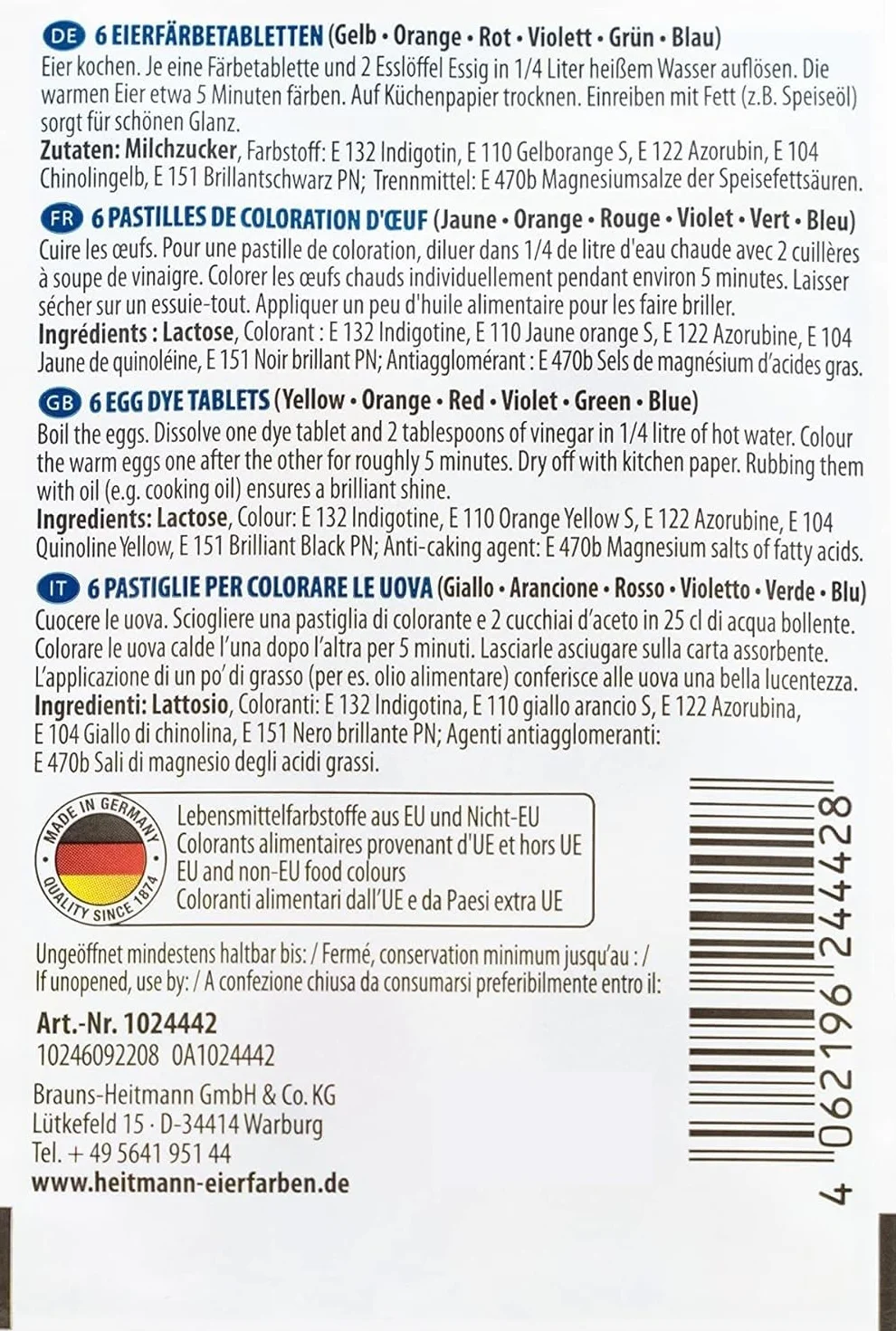 Heitmann Eierfarben 4102AMZ Iris Zestaw 5 kolorów
