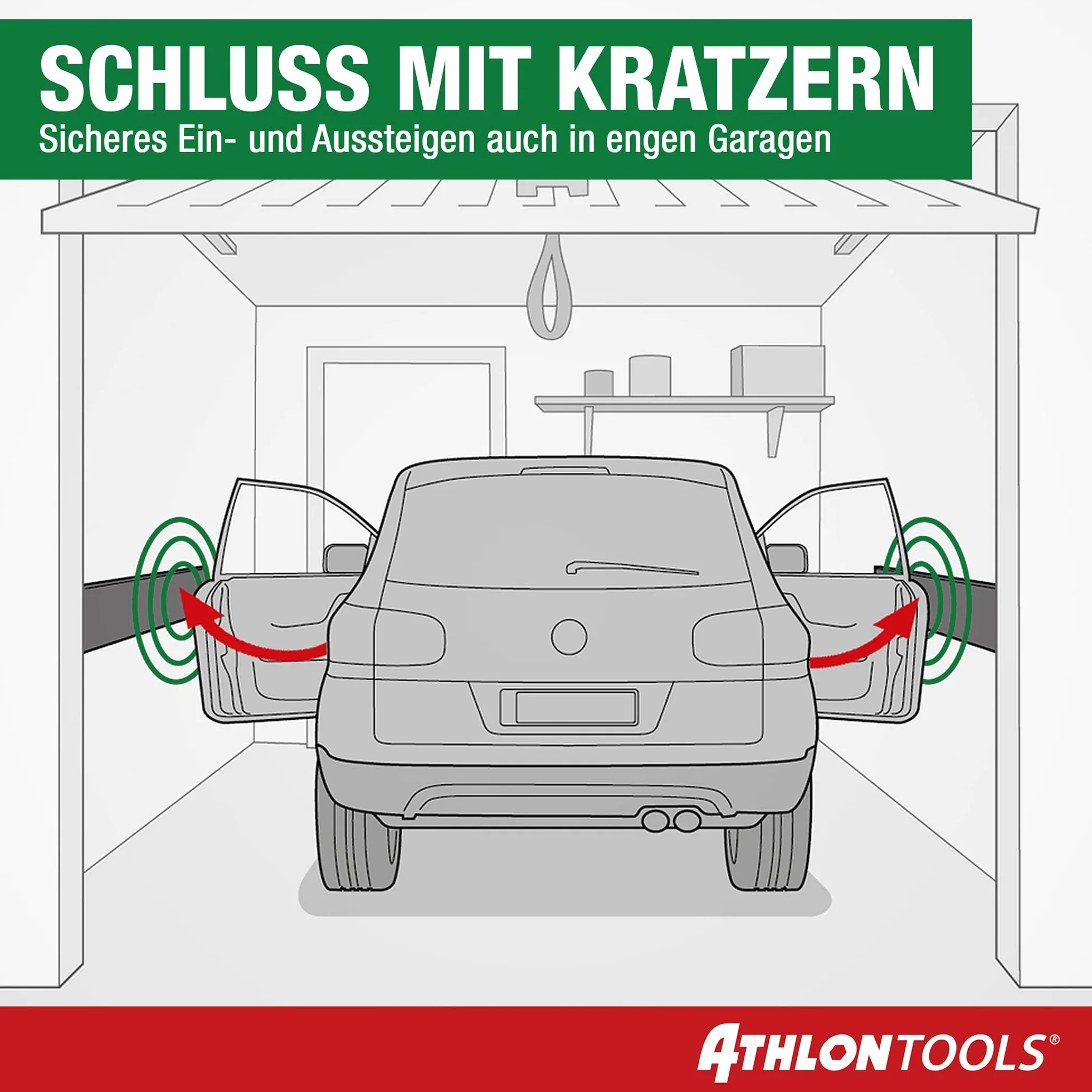 Athlon Tools Folia ochronna na ścianę garażową wysokiej jakości o długości 2 m, ekstra gruba ochrona krawędzi drzwi samochodu, samoprzylepna, wodoodporna, zestaw 2 sztuk