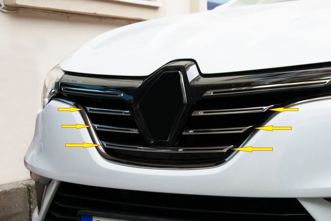 manox Dla Renault Megane IV 2015-2020 5 szt. Chromowana kratka chłodnicy chłodnicy listwy chłodzące ze stali nierdzewnej
