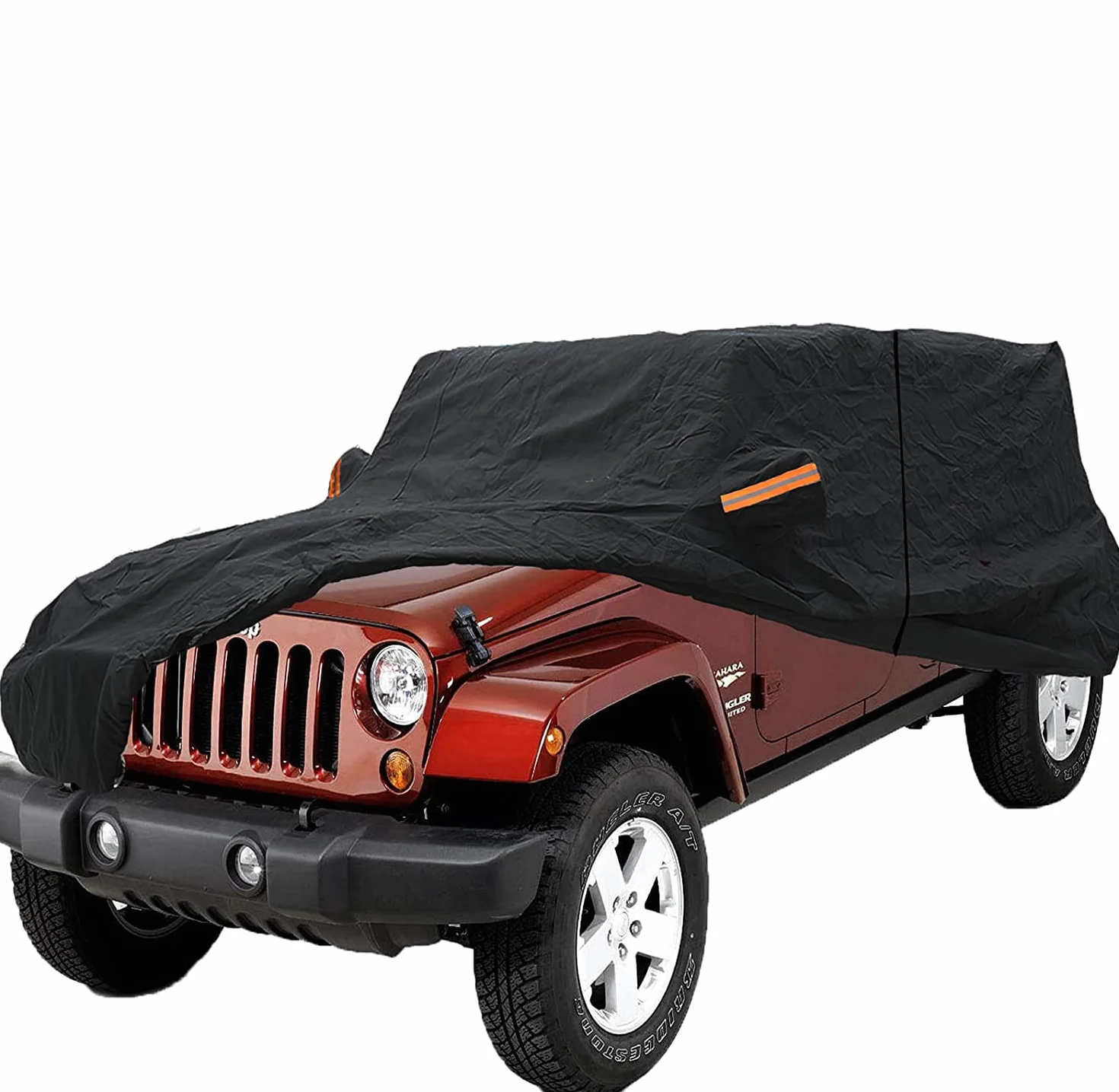 Big Ant Pokrowiec na samochód w 100% wodoszczelny do Jeep Wrangler CJ, YJ, TJ i JK 4-drzwiowy – plandeka samochodowa z zamkiem błyskawicznym, ochrona przed promieniowaniem UV i taśmami wiatrowymi