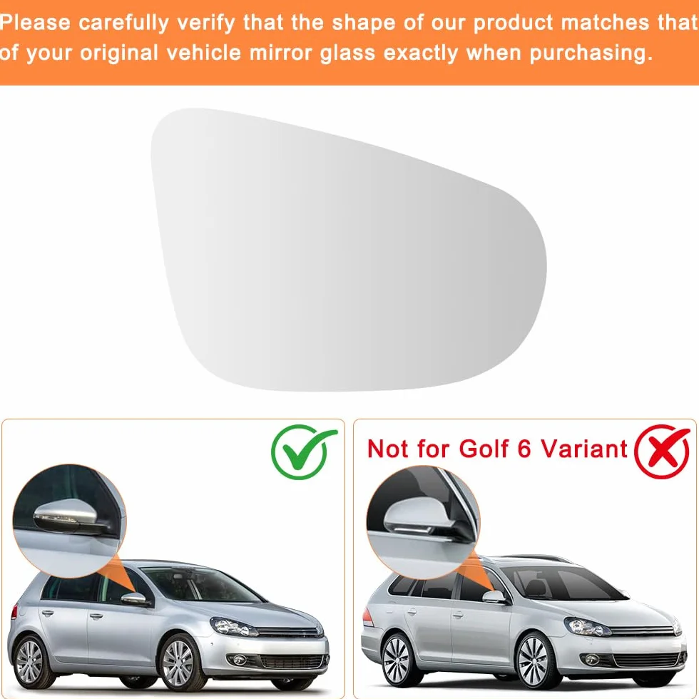 SENZEAL Szkło Lusterka Wstecznego Podgrzewane Prawa do VW Golf 6 MK6 GTI 2010 2011 2012 2013 2014 Lusterko Zewnętrzne Wymiana Szkła 5KD-857-522 (Prawa Strona)