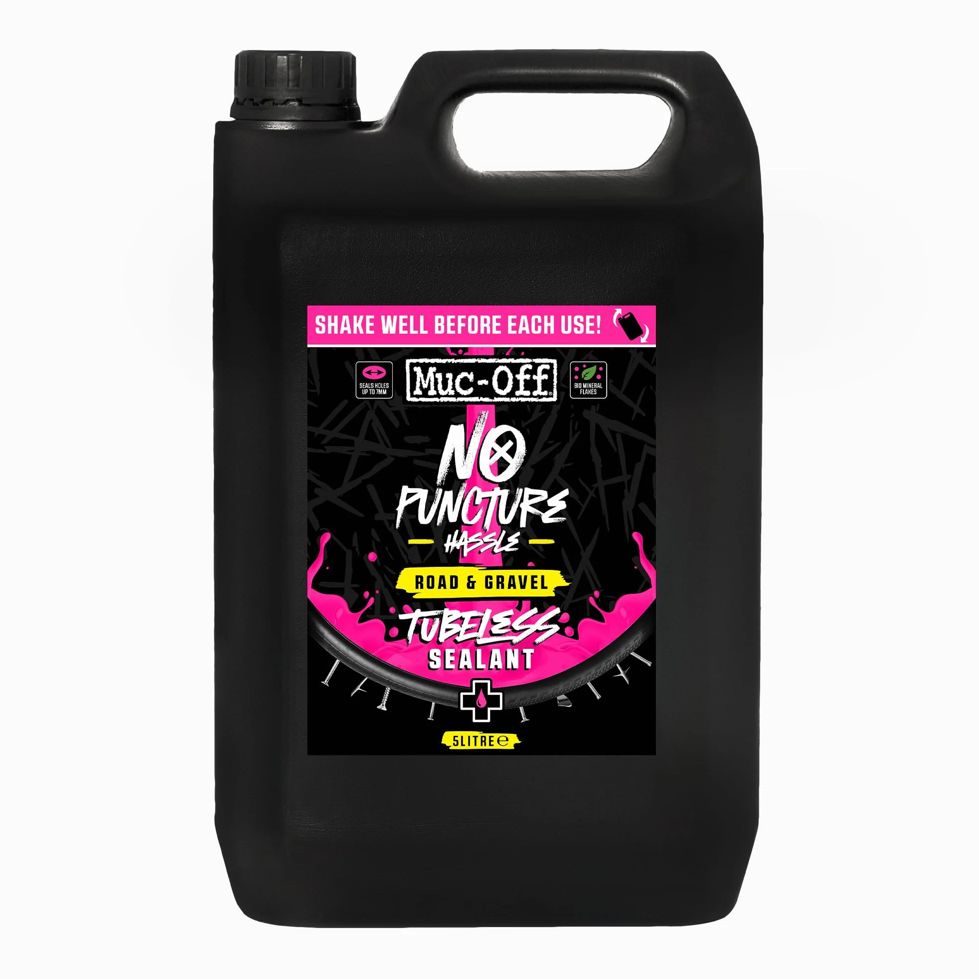 Muc-Off Bezdętkowy uszczelniacz do opon drogowych i żwirowych, 5 l, bezdętkowy uszczelniacz do opon do naprawy przebicia roweru, trwały uszczelniacz opon rowerowych do rowerów szosowych, żwirowych,