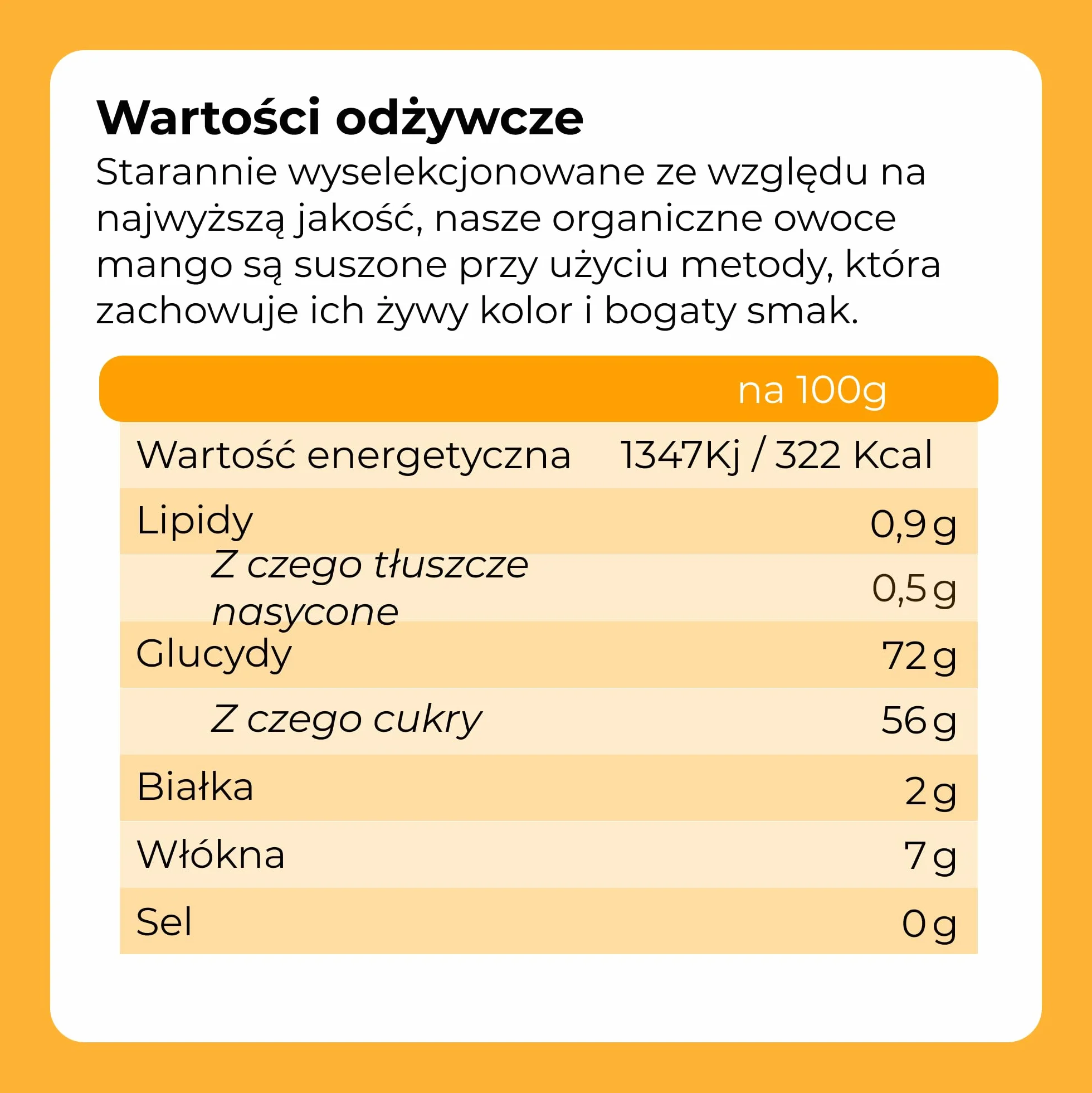 Mango suszone niesłodzone 1 kg kawałków naturalne bez dodatków Dorimed