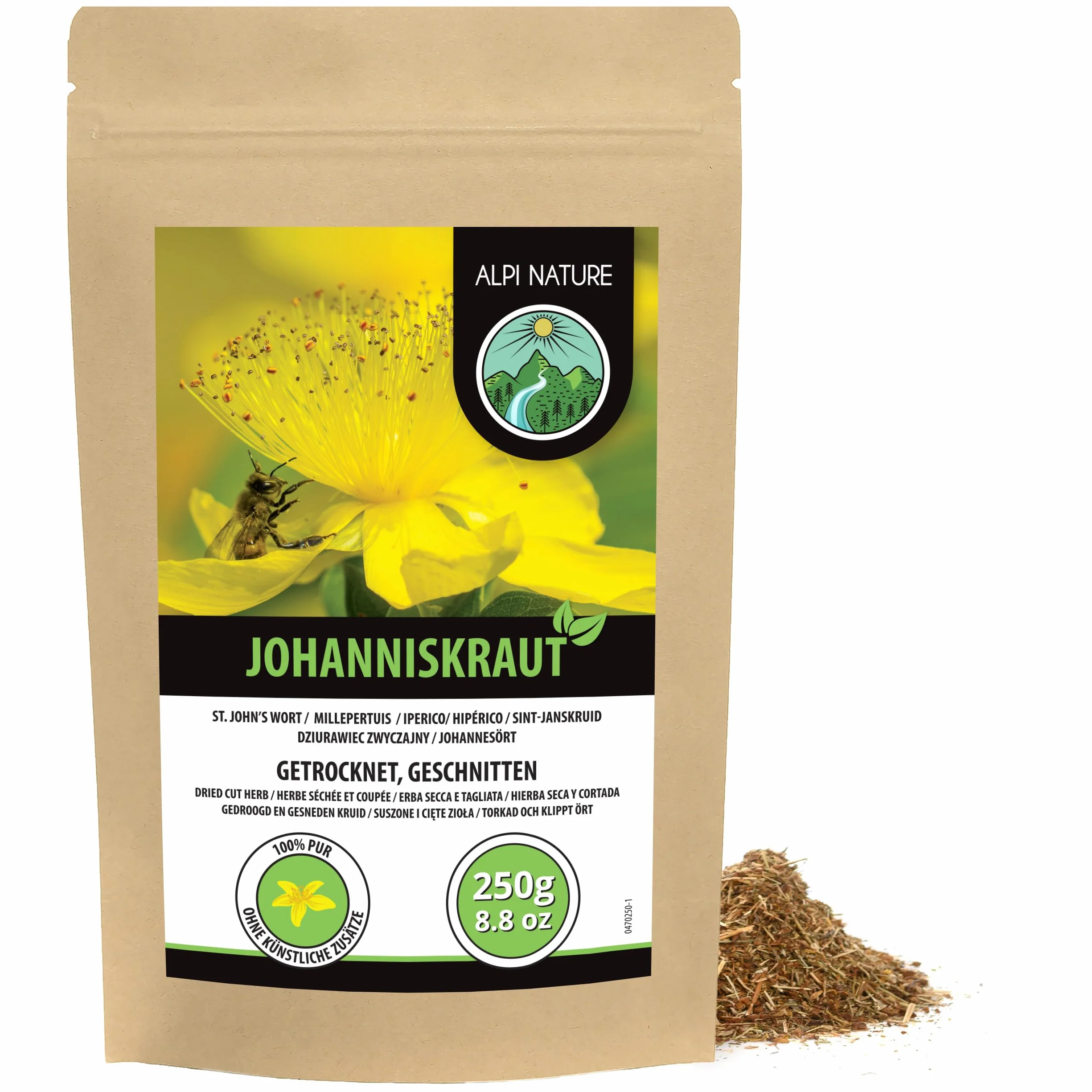 Alpi Nature Herbata z Dziurawca 250g, Ziołowa Herbata Liściasta, Suszone i Cięte Ziele Dziurawca