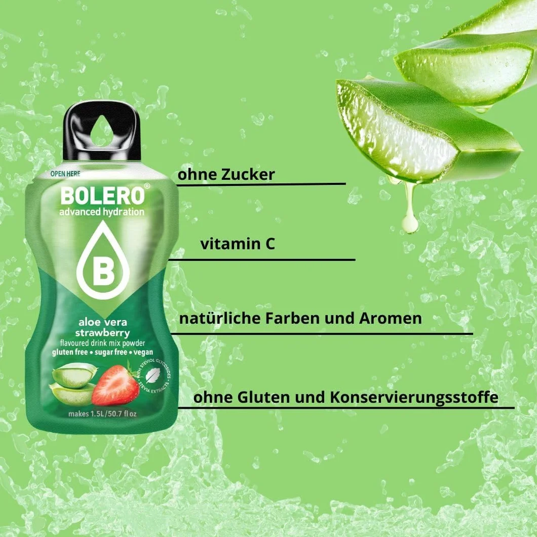 Bolero Aloe Vera Mix 24x3g Proszek do Napojów Bez Cukru z Stewią i Witaminą C Bezglutenowy Wegański