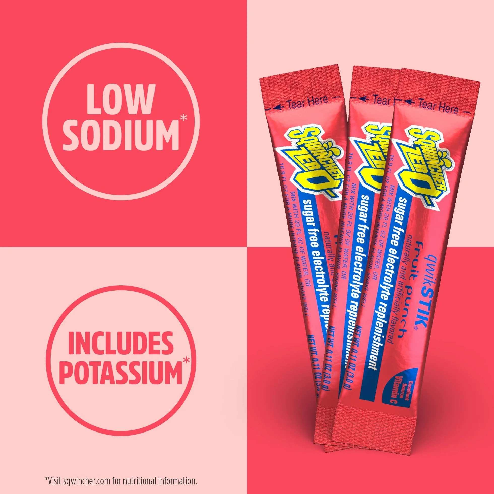 Sqwincher Zero Qwik Stik - Sugar Free Electrolyte Powdered Beverage Mix 060102-FP 060102-FP (opakowanie 50)