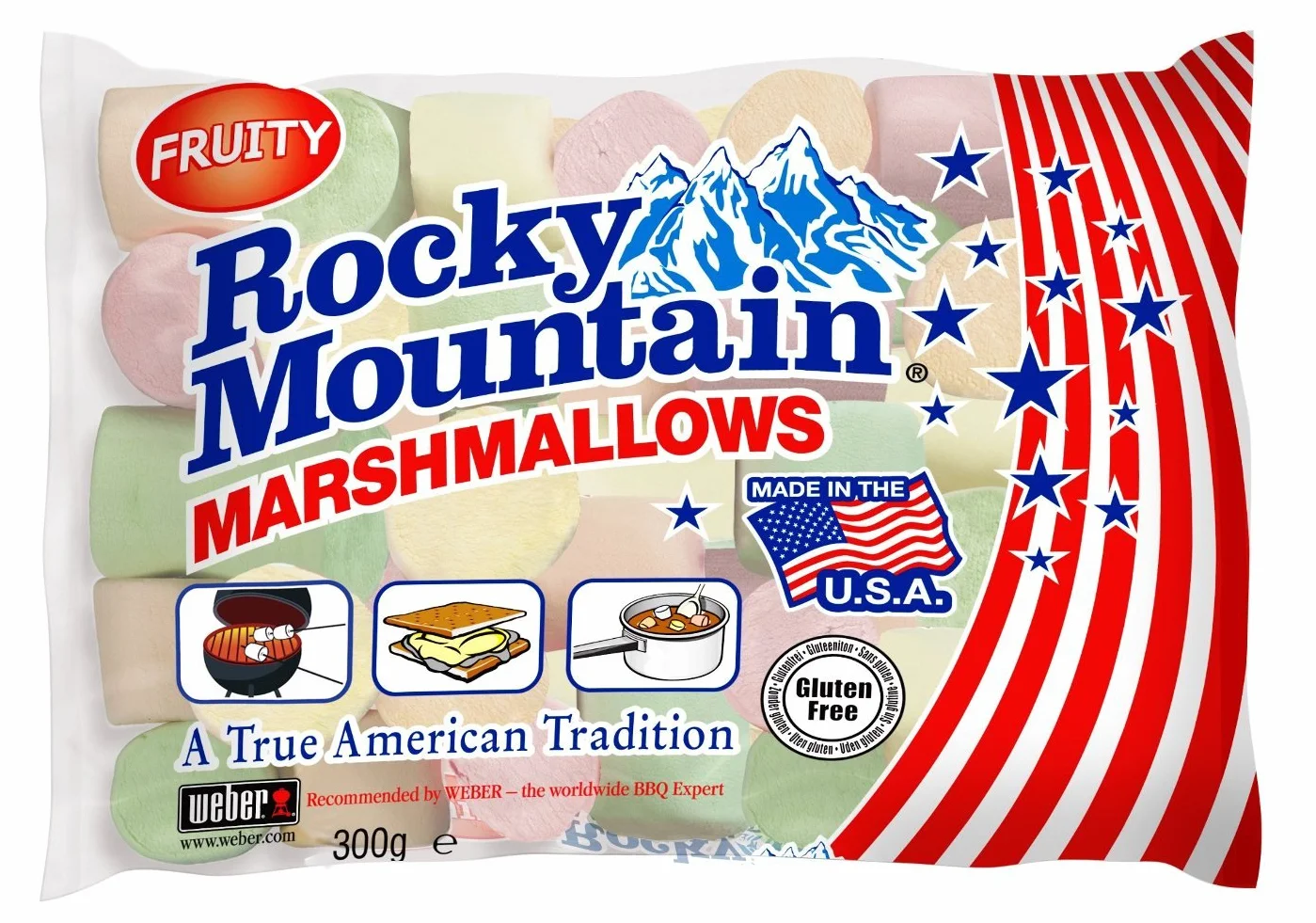 Rocky Mountain Marshmallows Fruity słodycze do palenia przy ognisku 300 g