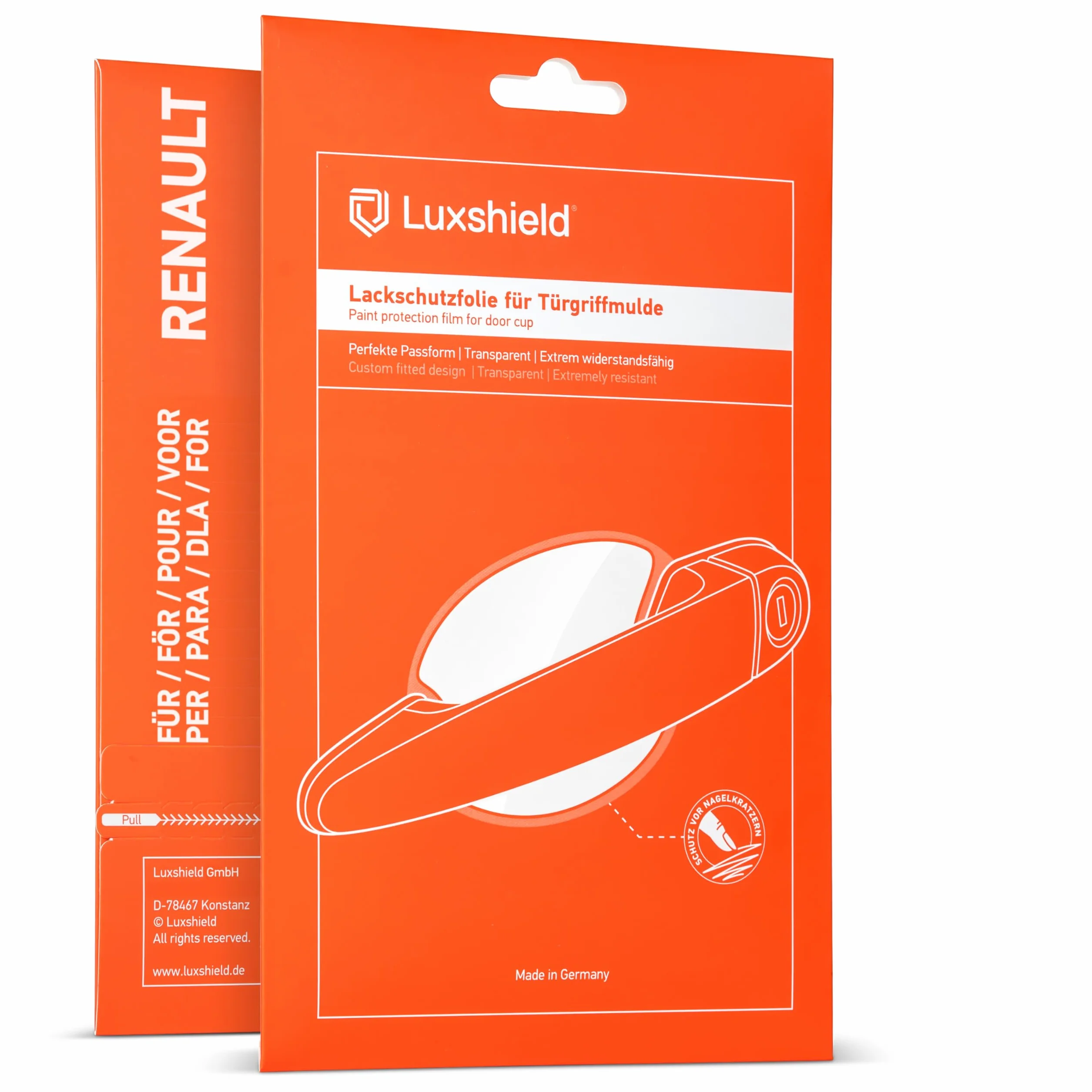 Luxshield folia ochronna na klamki kompatybilny z Renault Captur II I 2020-2026 - ochrona przed zarysowaniami, folia ochronna na lakier – przezroczysta błyszcząca