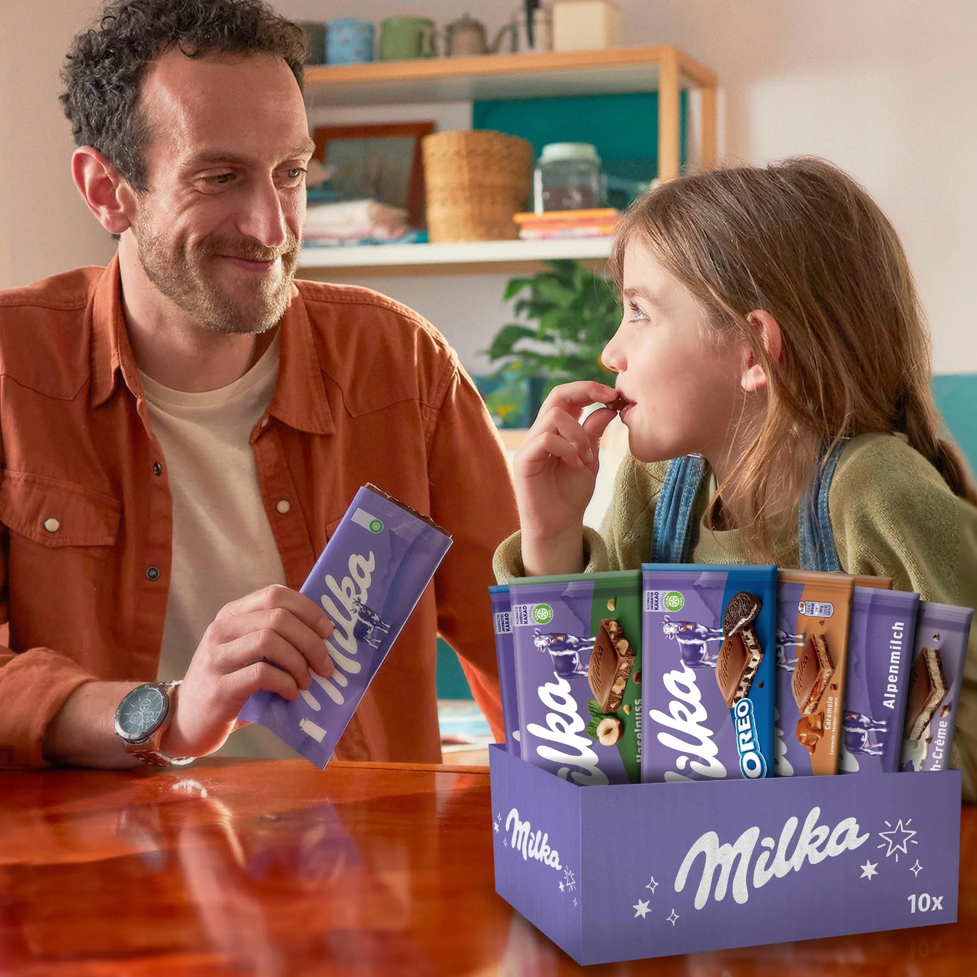 Milka Selection Box 1 kg I 10 Schokoladentafeln á 100g I 5 verschiedene Milka Sorten I inkl. Alpenmilch, Alpenmilchcréme, Haselnuss, Karamell, OREO I Tafelschokolade Geschenkbox I Schokoladen Geschenk