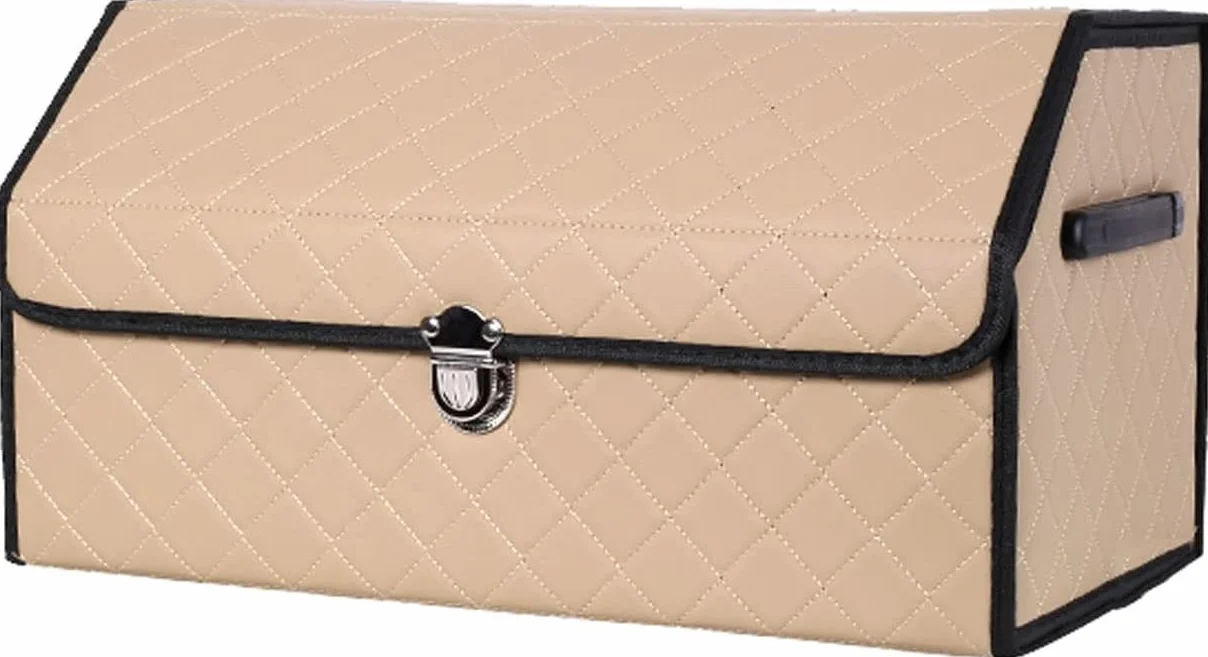 Organizator bagażnika samochodowego, akcesoria samochodowe Schowek w bagażniku Schowek w bagażniku samochodu Składany wodoodporny, akcesoria do przechowywania w podróży (Color : Beige, Size : L)