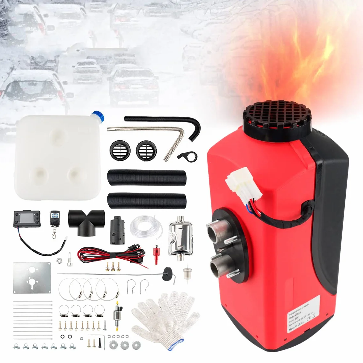 12V 5KW Air Diesel Heater przenośny zestaw ogrzewania postojowego z przełącznikiem LCD i pilotem, ciche ogrzewanie Diesel dla samochodów ciężarowych łodzi autobusów przyczep kempingowych kamperów ja