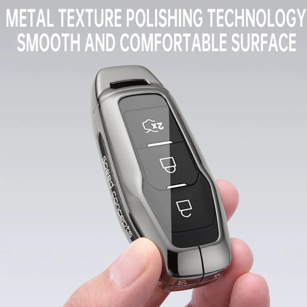 Etui ochronne na kluczyki Ford S-Max 2016 Mondeo MK5 Edge Mustang Galaxy metalowe włókno 3 przyciski