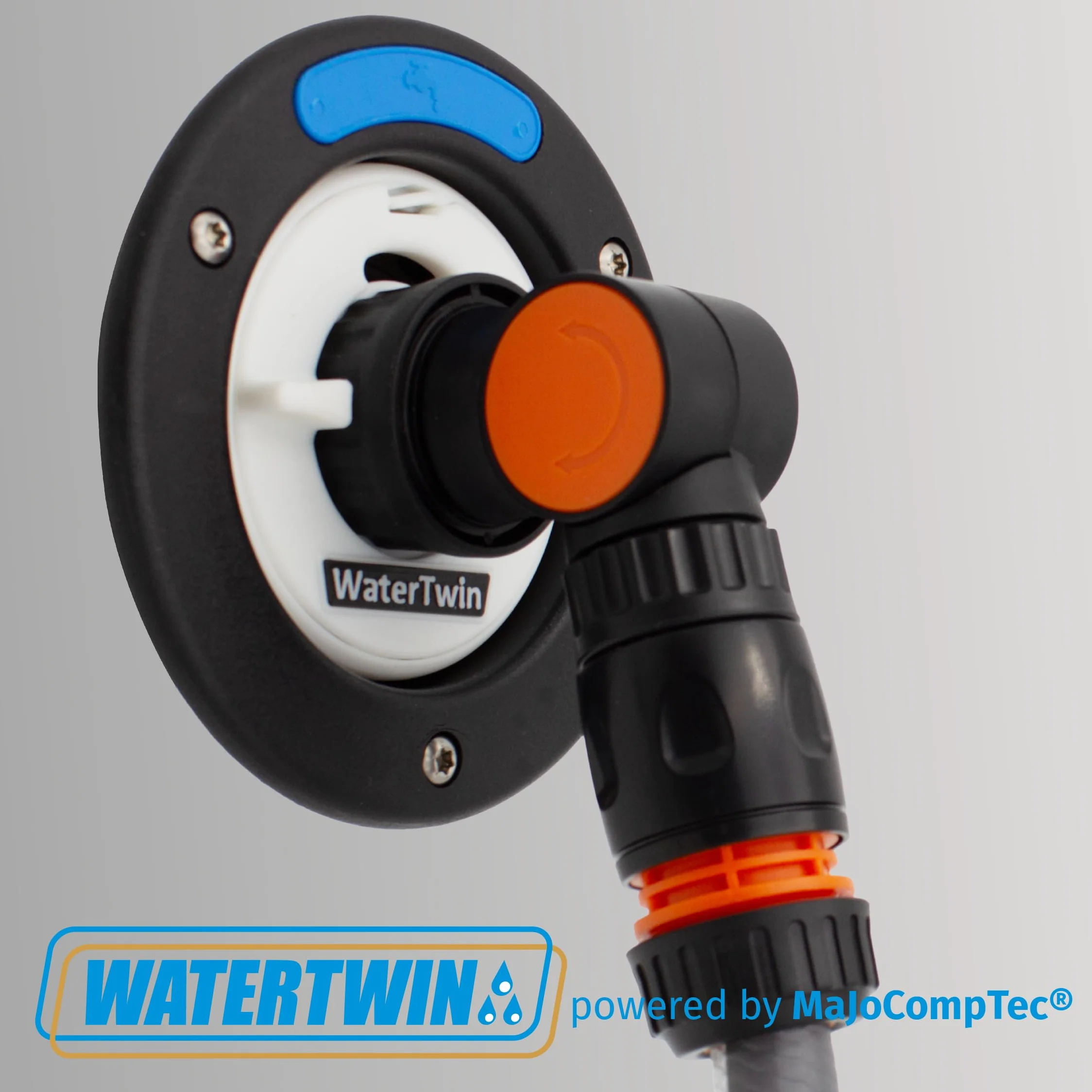 MaJoCompTec® WATERTWIN adapter do zbiornika na wodę | kompatybilny z Gardena | zawór odcinający filtru wody z przyłączem do kranu | akcesoria do króćca napełniania zbiornika na wodę do samochodów