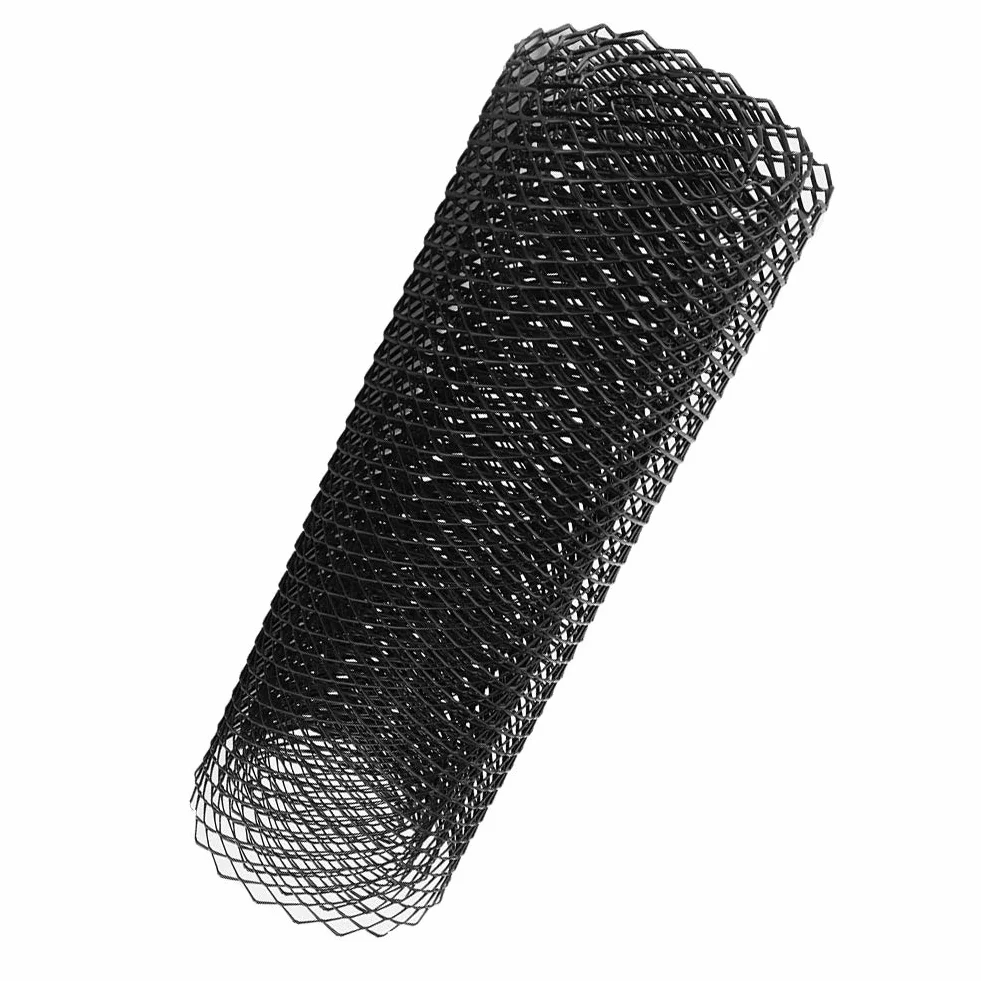 Esenlong Aluminiowa kratka siatkowa, otwór 8 x 16 mm, uniwersalna kratka do wyścigów samochodowych, siatka siatkowa, zderzak, rombowy grill, czarna (100 x 33 cm)