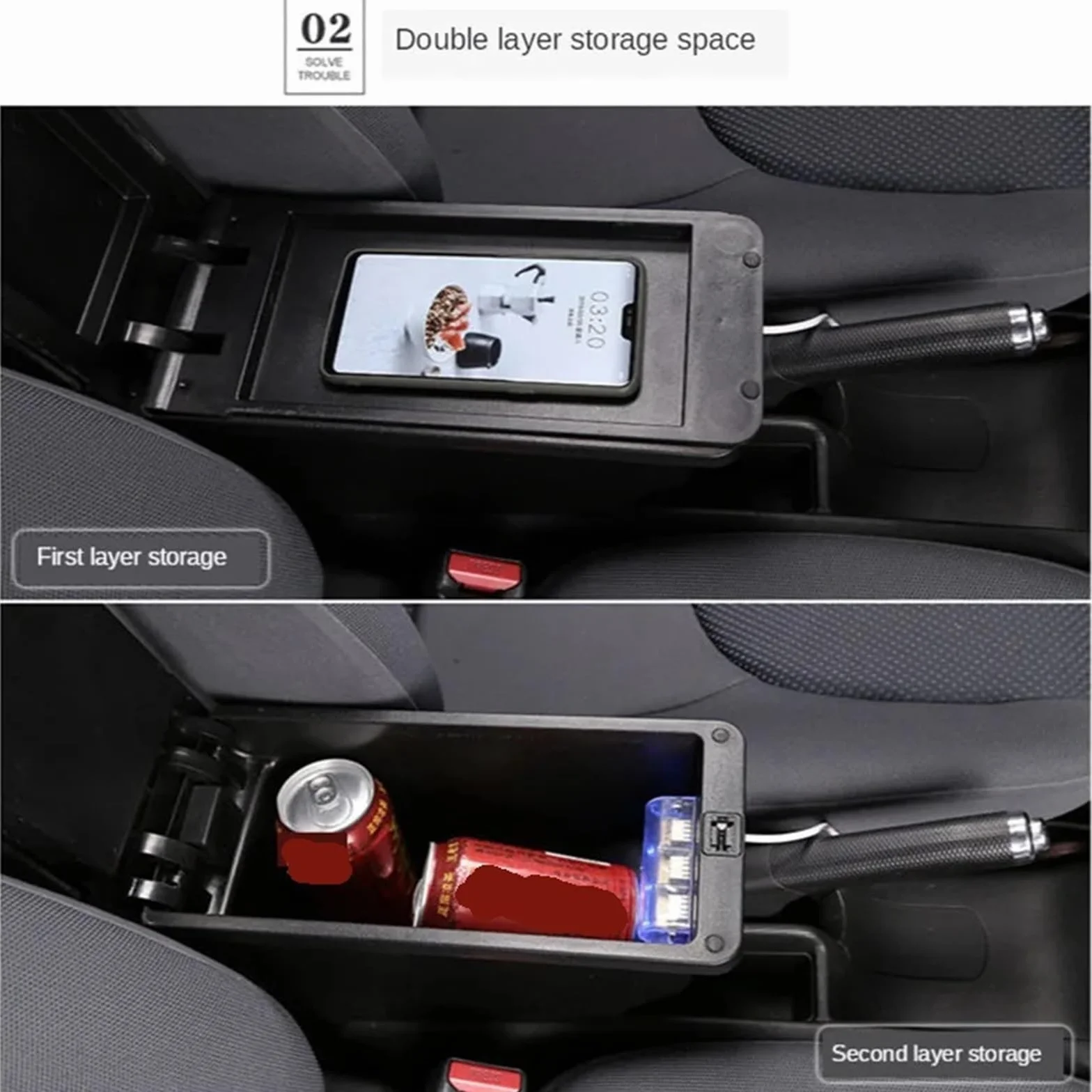 Armsteun Richter Bush Pasuje Do Nissan March Micra K13 Podłokietnik Box Pasuje Do Nissan Sunny Car Podłokietnik Ramię Schowek Części Do Modernizacji Akcesoria Samochodowe(B1 white line 3USB)