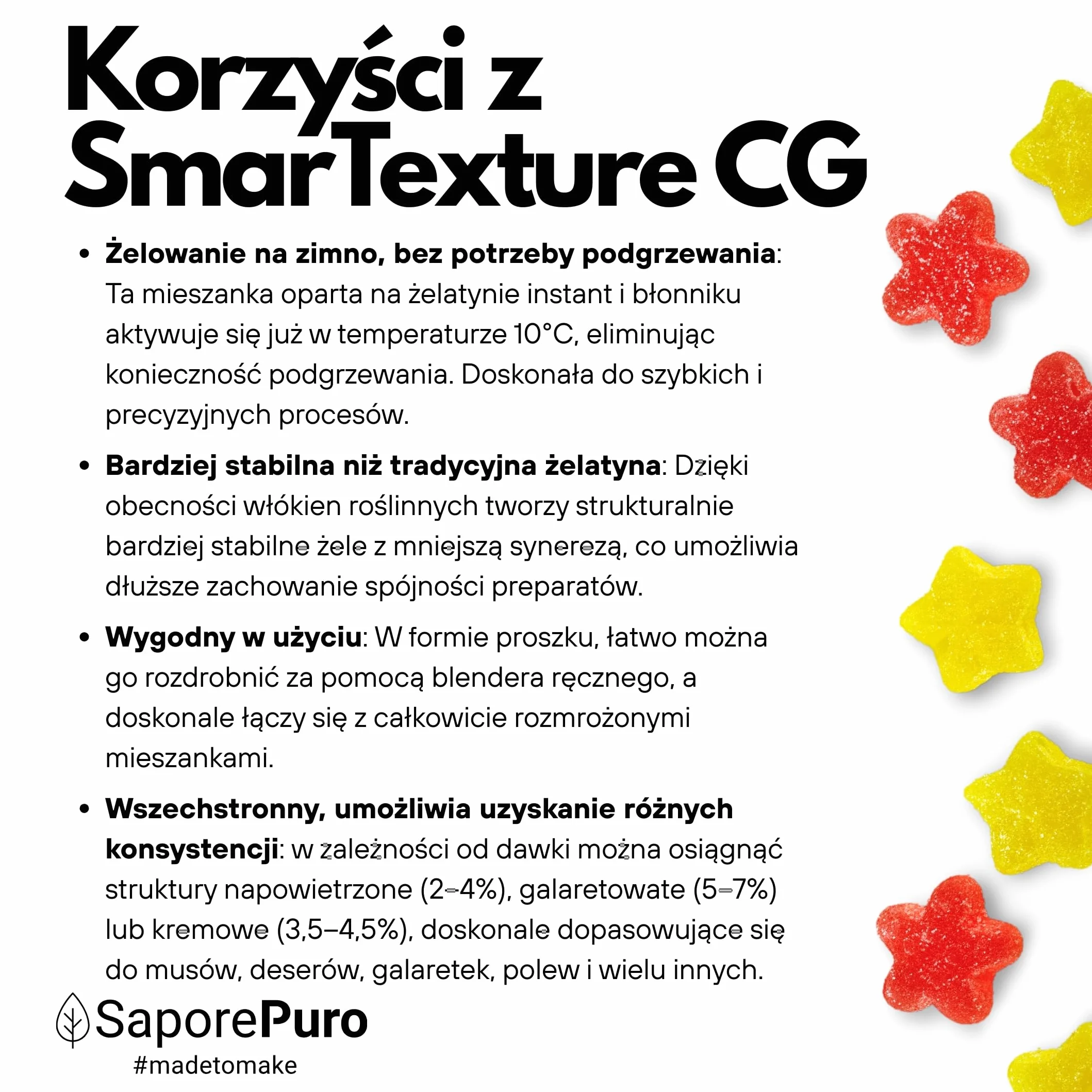 SaporePuro SmarTexture CG 50 g – Błyskawiczna Żelatyna w Proszku z Aktywacją na Zimno
