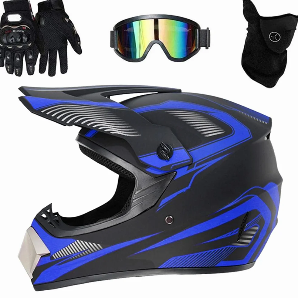 Kask motocrossowy, kask motocyklowy MTB, terenowy, elektryczny, motocyklowy, górski z goglami, rękawice, osłona twarzy, dla dorosłych