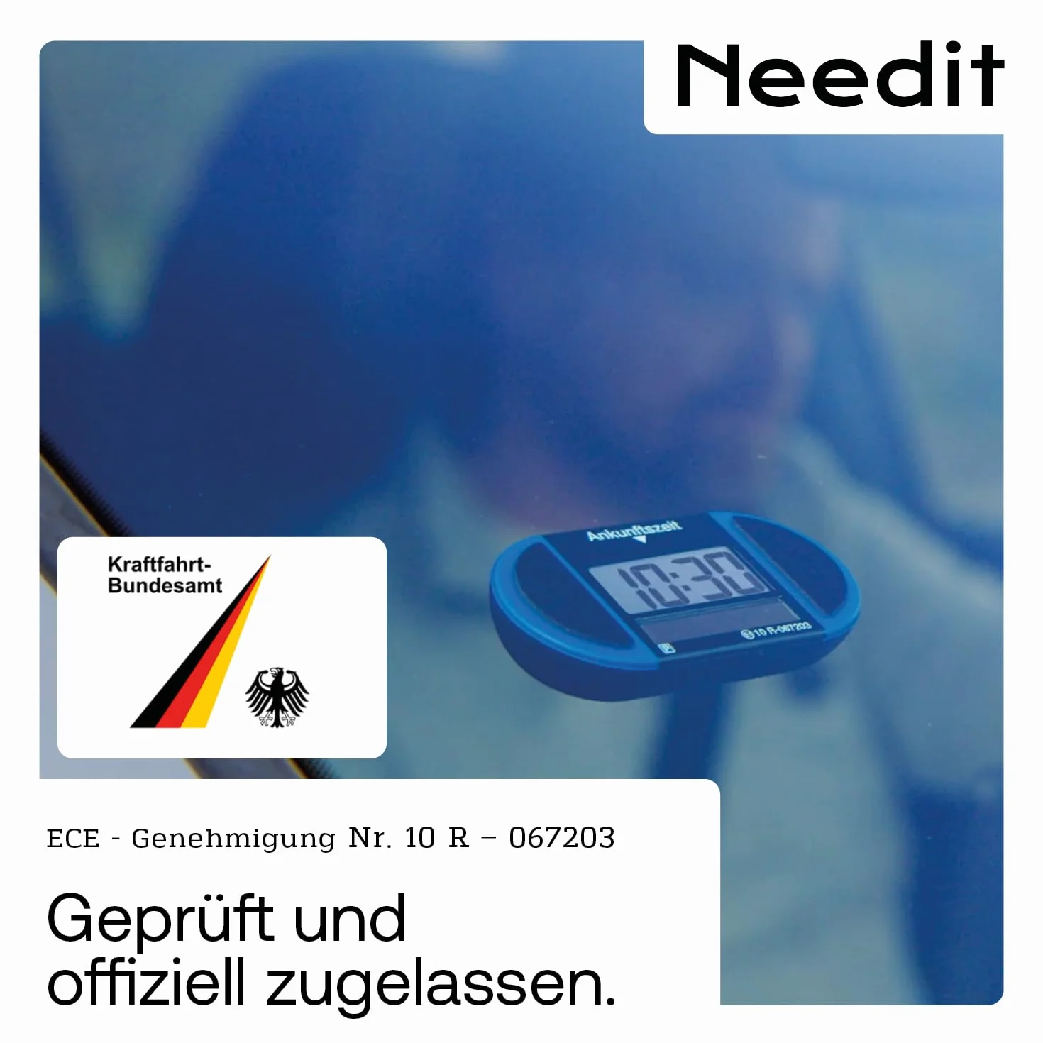 Needit Elektroniczna tarcza parkingowa Park Lite SOLAR I automatyczna tarcza parkingowa z dopuszczeniem przez Federalny Urząd ds. Ruchu Drogowego I Cyfrowy zegar parkingowy o długiej żywotności, 2