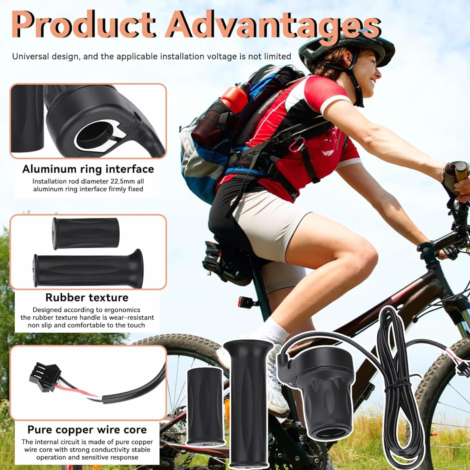 Samfox Twist Throttle, 1 para uniwersalny uchwyt do przepustnicy rowerowej 22,5 mm elektryczny rower skuter prędkość uchwyt przepustnicy