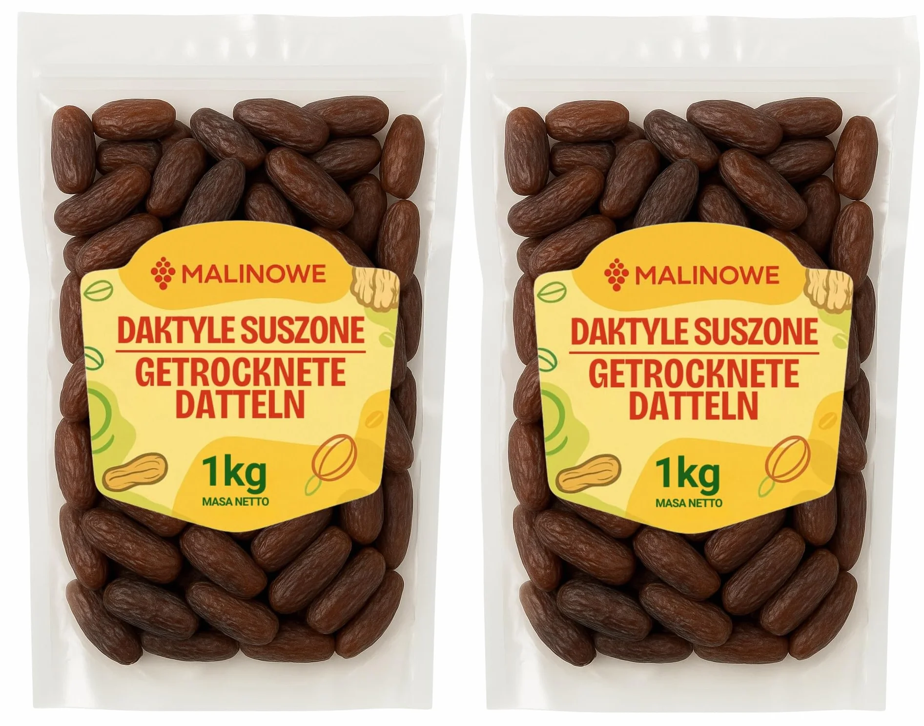 Malinowe Daktyle Suszone 2x1kg Zestaw Bez Pestek