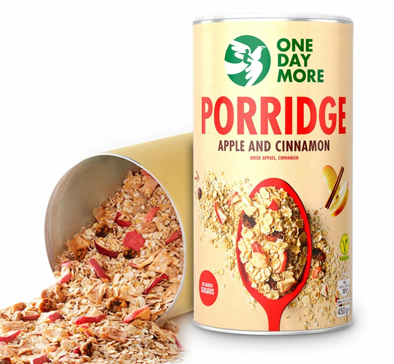 OneDayMore Zestaw Owsianek Bez Cukru – Owocowa, Bananowa i Jabłkowa z Cynamonem | 3×450 g | Naturalne Śniadanie Pełne Błonnika i Energii