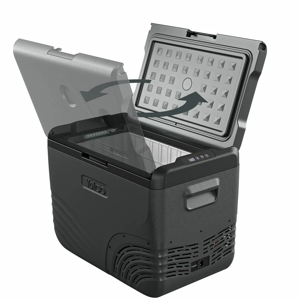Yolco NX40 CARBON kompresorowa lodówka podróżna 37 l – 20°C, Dual Zone, 12/24 V i 230 V, aplikacja Bluetooth, przenośna lodówka i zamrażarka na kemping, Vanlife i w podróży
