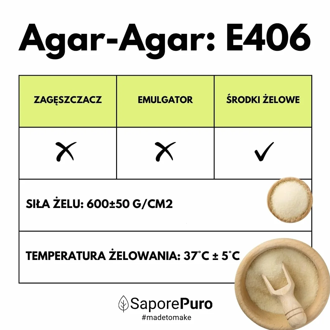 SaporePuro AGAR AGAR w proszku 50 g – Naturalny środek żelujący bez glutenu