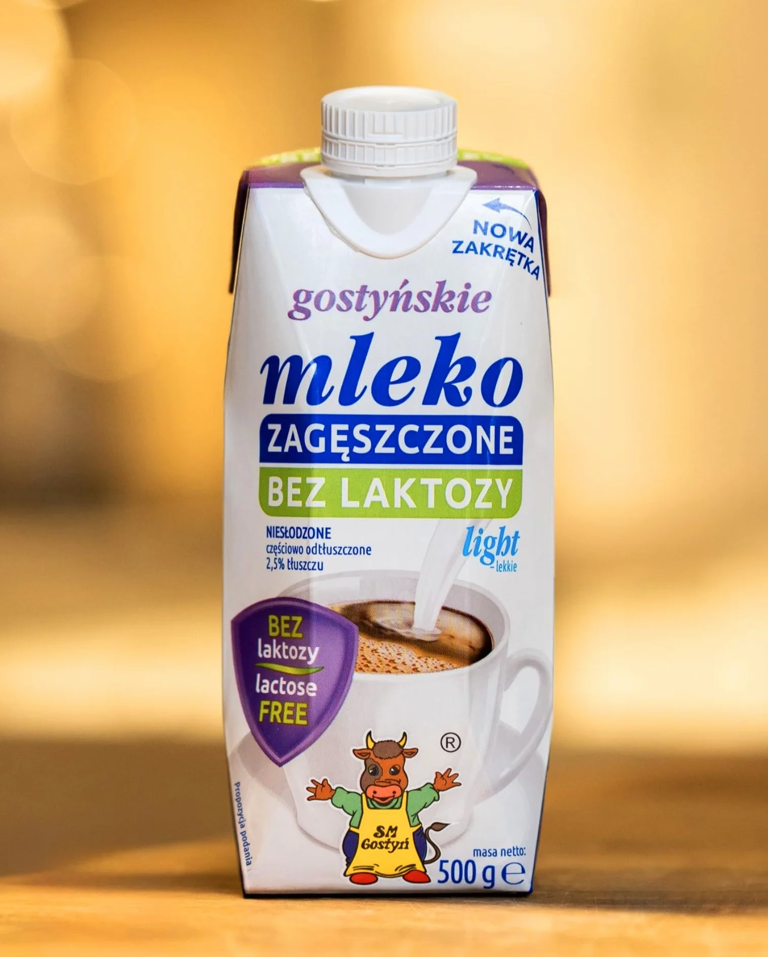 SM Gostyń Mleko zagęszczone niesłodzone gostyńskie Light bez laktozy 2,5% tłuszczu 500 g