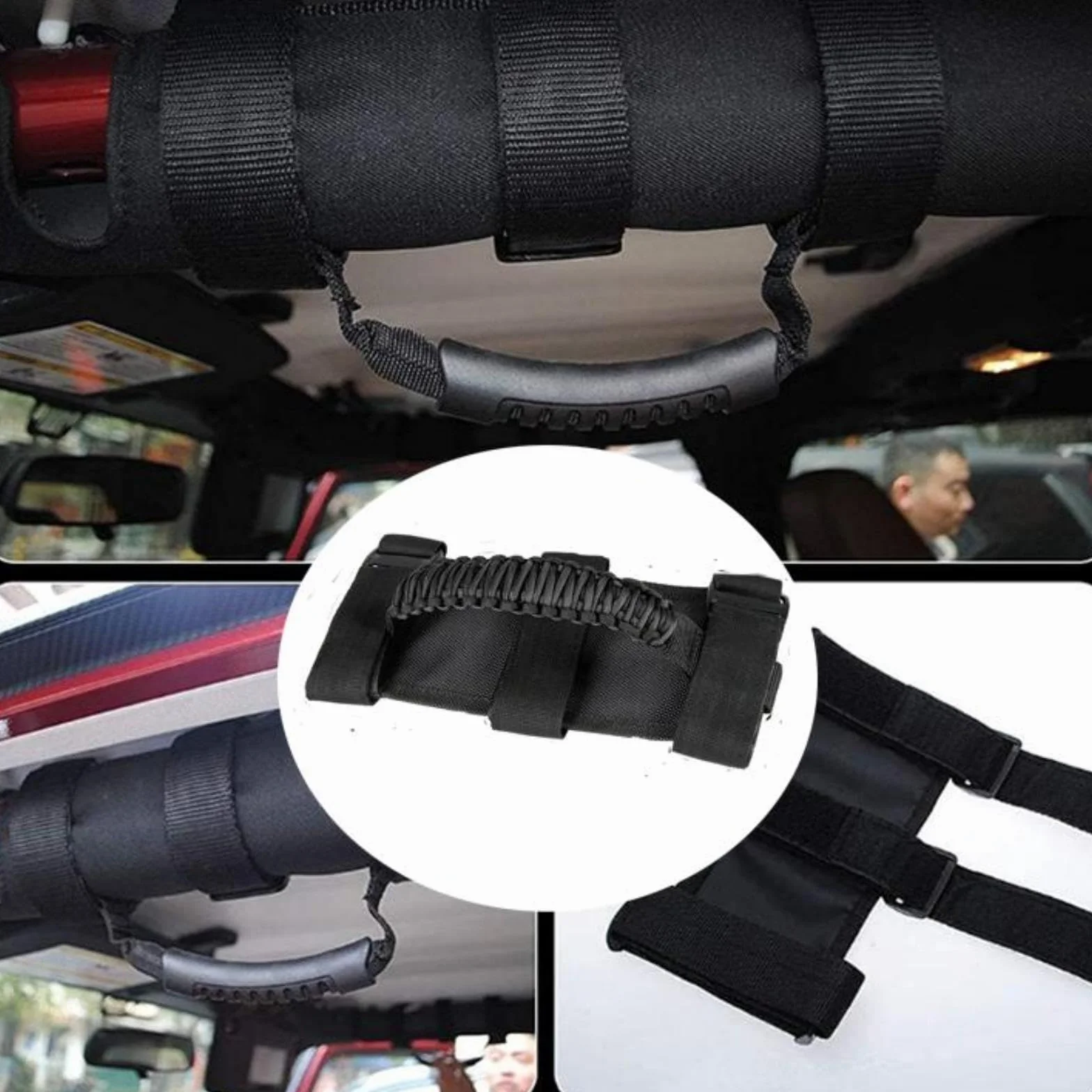 uchwytów do Jeepa, uchwyt samochodowy, zestaw uchwytów nagrobnych, do modyfikacji off-road, akcesoria, kompatybilne z Jeep Wrangler TJ YJ JK (czarne)