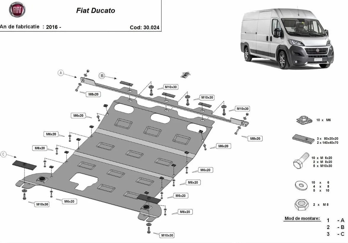 osłona podkadziołka do silnika kompatybilna z Fiat Ducato (2016-2025)