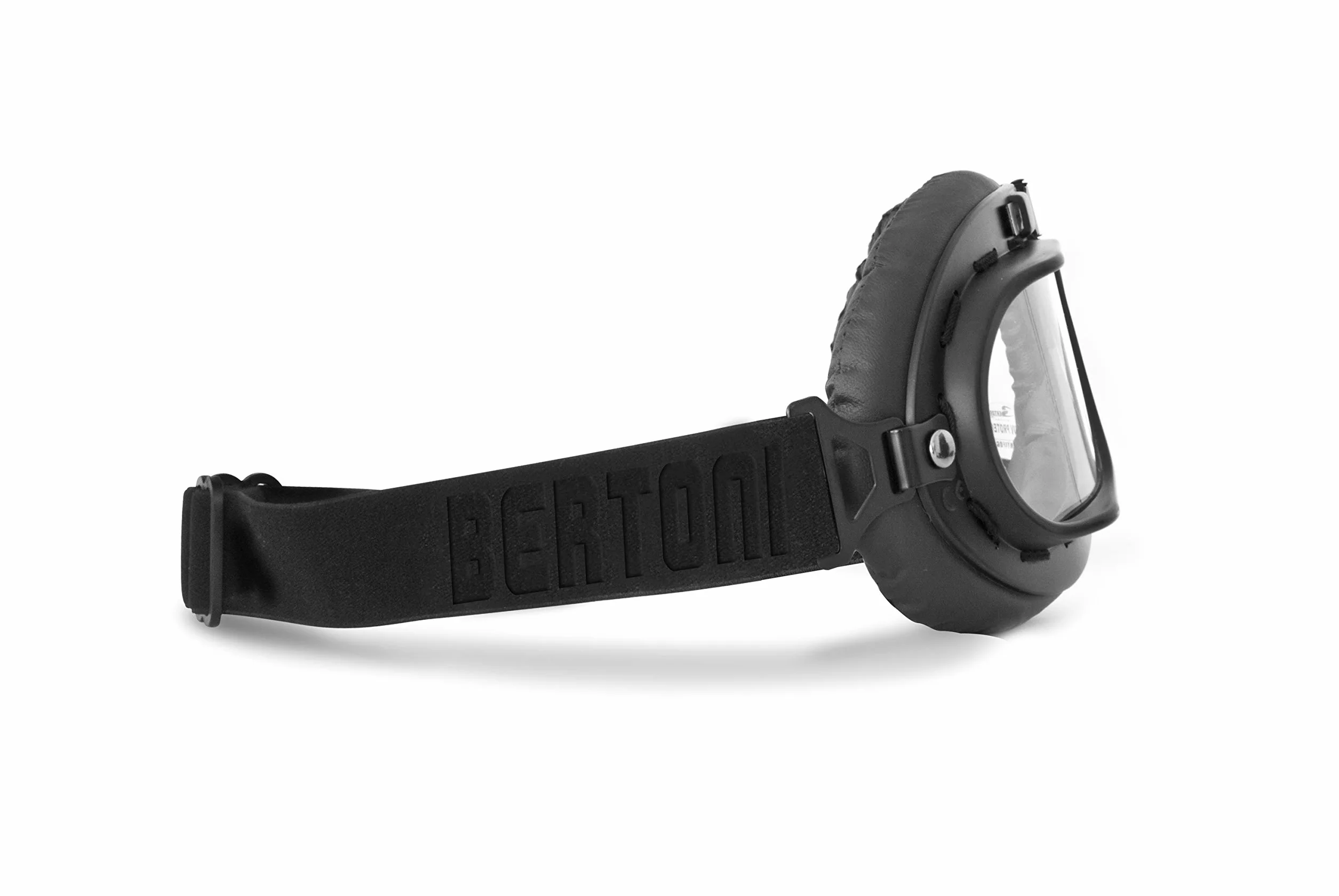 BERTONI Gogle motocyklowe Vintage Aviator Style - Mat Black - AF195 Gogle motocyklowe