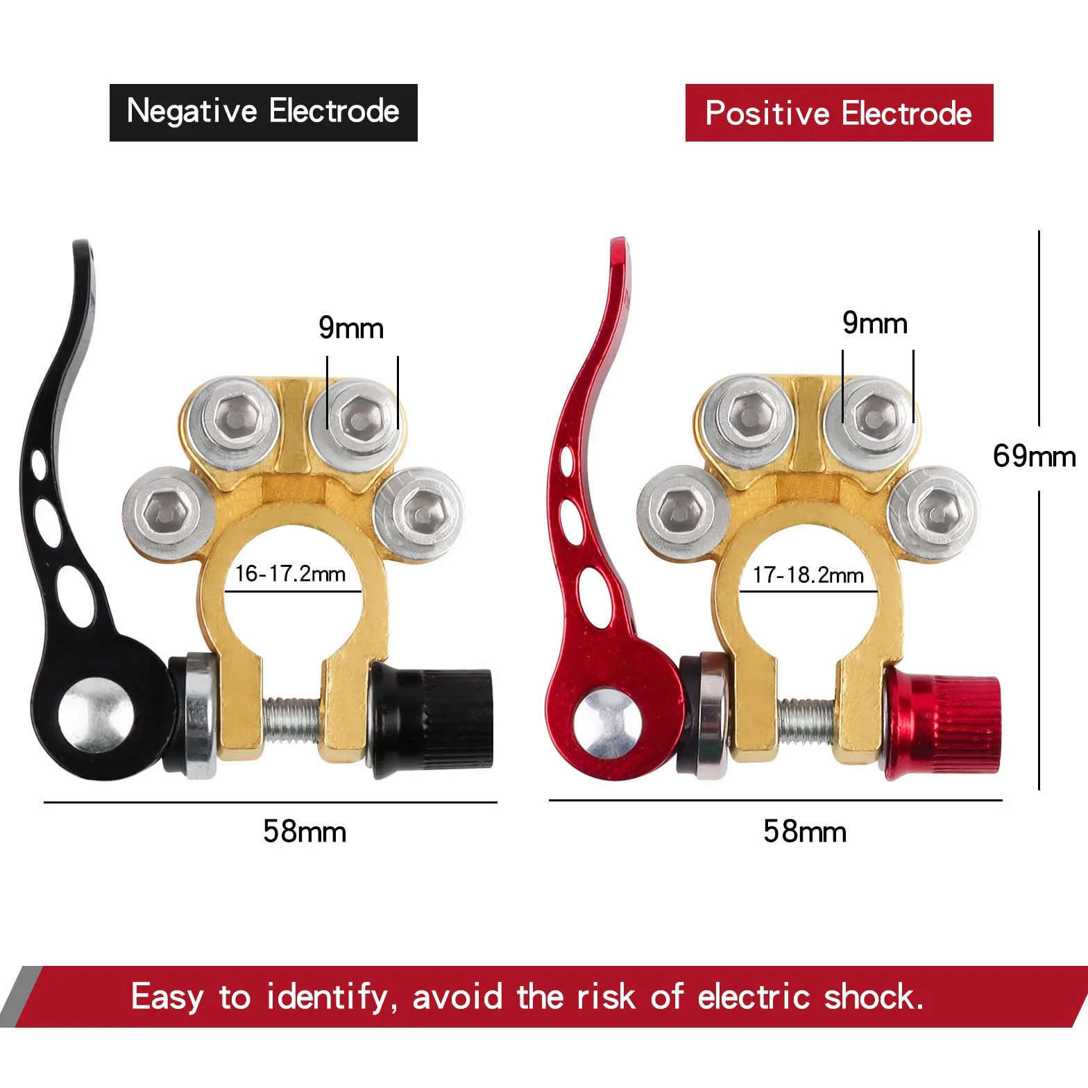 2 szt. 4-drożne zaciski akumulatora 12 V, zaciski akumulatora samochodowego 12 V Quick Release mosiężne zaciski akumulatora do samochodów, vanów, statków, kamperów 12/24/60 V